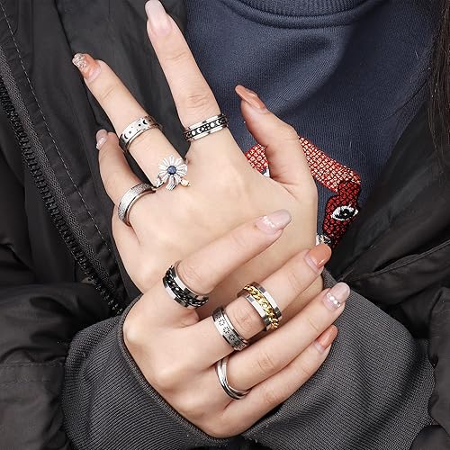 Miniatura 5 de FASACCO Anillo giratorio para la ansiedad, anillo giratorio para la ansiedad