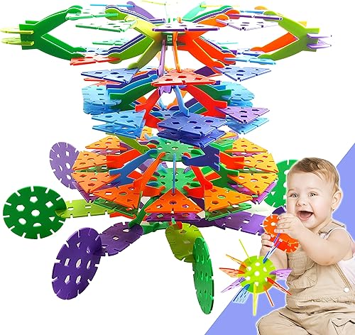 Miniatura 1 de Skoolzy Rainbow Jumbo Creative Flakes Juego de 120 piezas  Juguetes sensoriales Montessori para niños pequeños, bloques de construcción, terapia