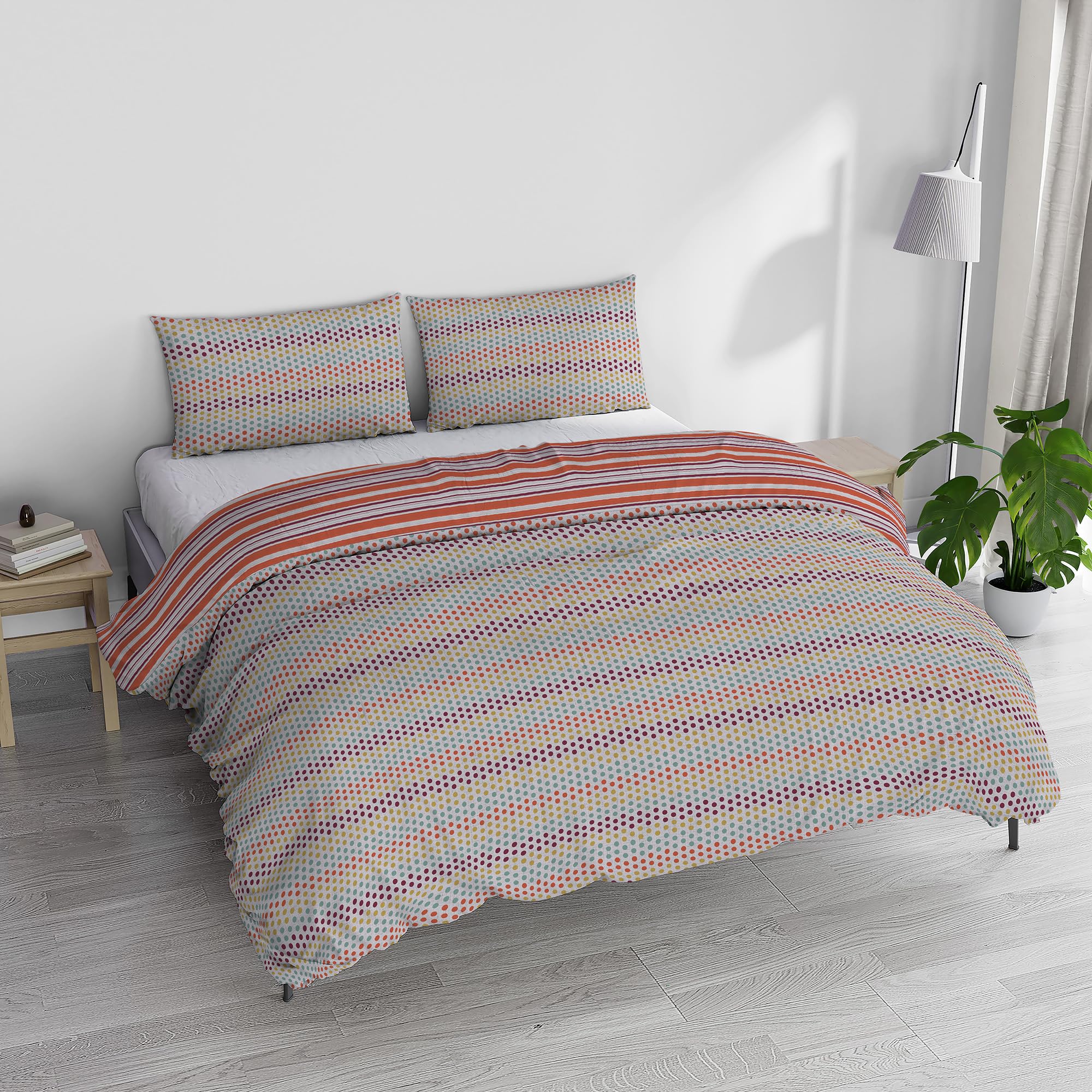 Italian Bed Linen Athena Duvet Cover Set with Printed Bag and Pillowcases, MALINDI Red, Double