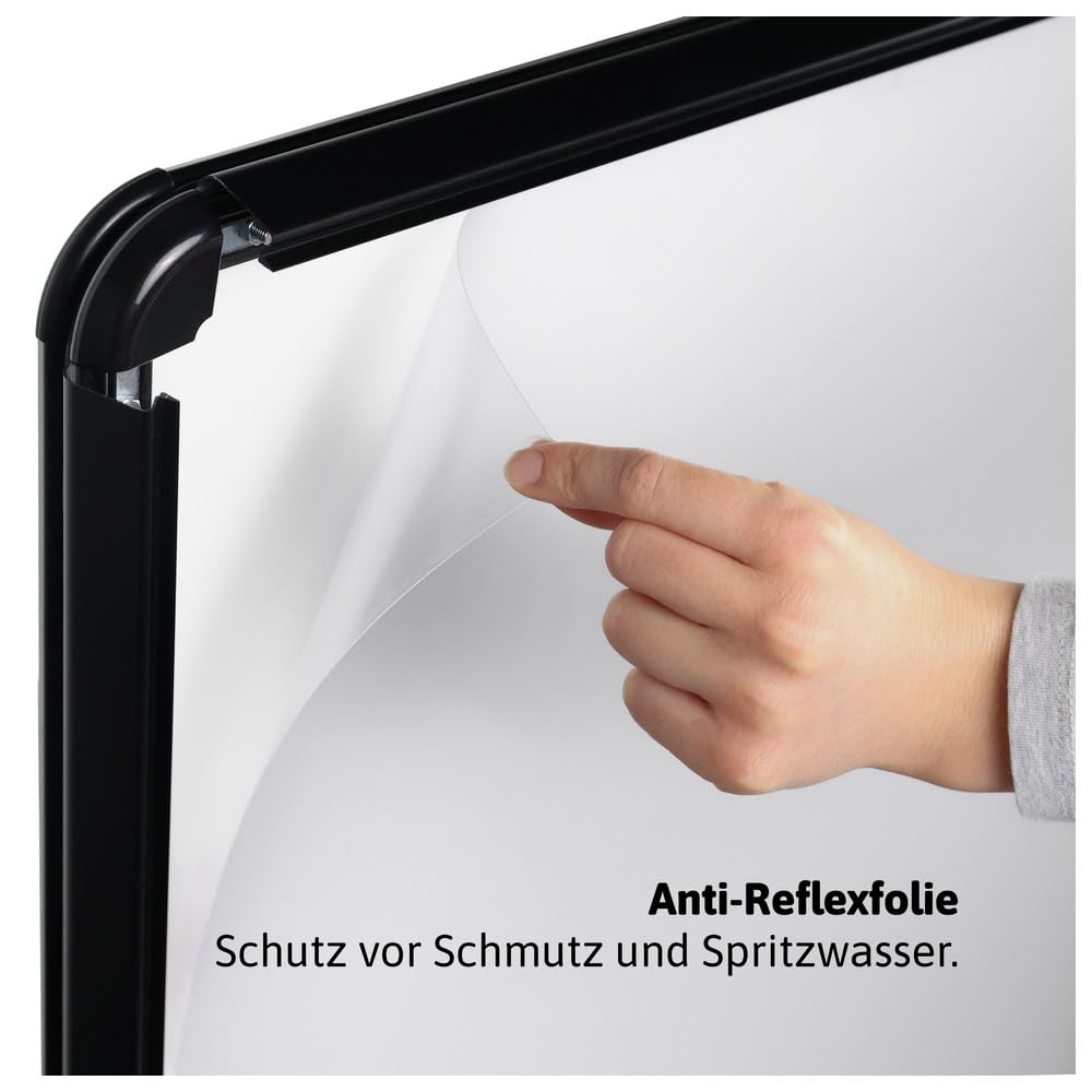 Dönges Kundenstopper A1 – Outdoor Plakatständer für Außenbereich – wetterfest & doppelseitig (Schwarz, Fuß befüllbar + Federn)