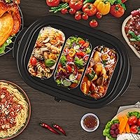 Vista 6 de Sunvivi Electric Roaster Oven, 24 QT Turkey Roaster Oven with 3 Bin Buffet Server, 150-450F Full-Range Temperature Control, Removable Pan & Rack