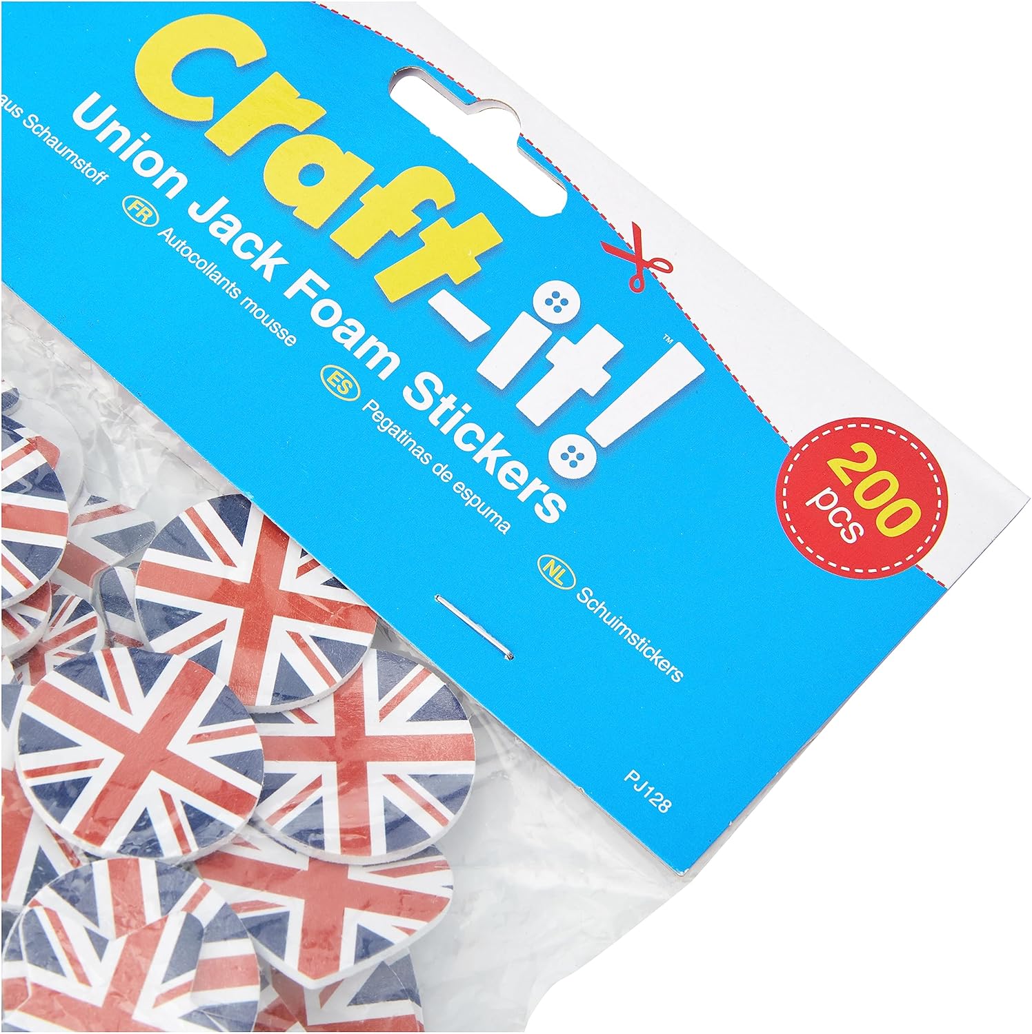 Baker Ross Union Jack Self-Adhesive Foam Stickers for Kids (Pack of 200) Platinum Jubilee 2022 Craft Activity for Kids from