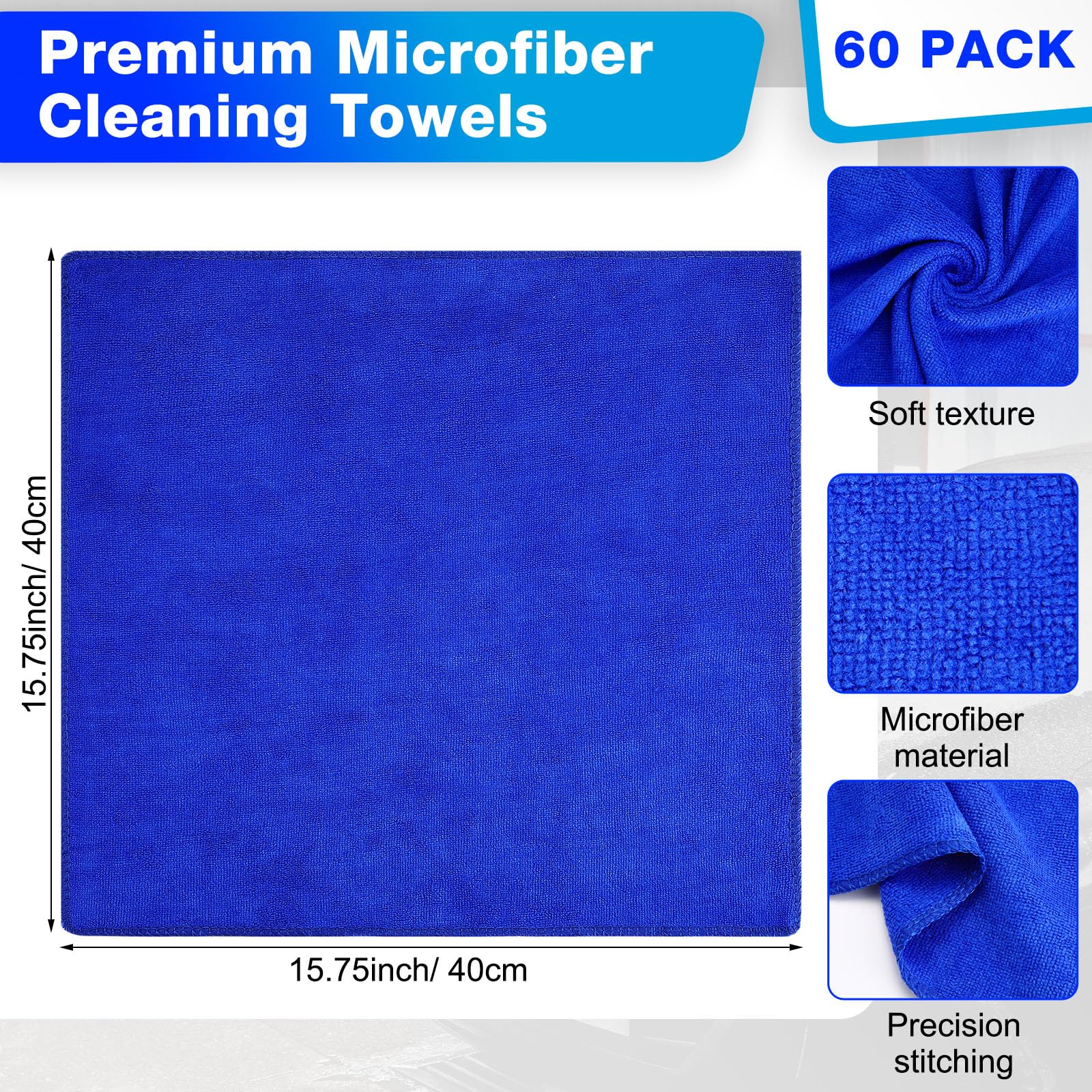 Nuenen Microfiber Cleaning Cloths for Cars 16 x 16 Inch Ultra Absorbent Car Towels Drying Reusable Cleaning Supplies — view 2