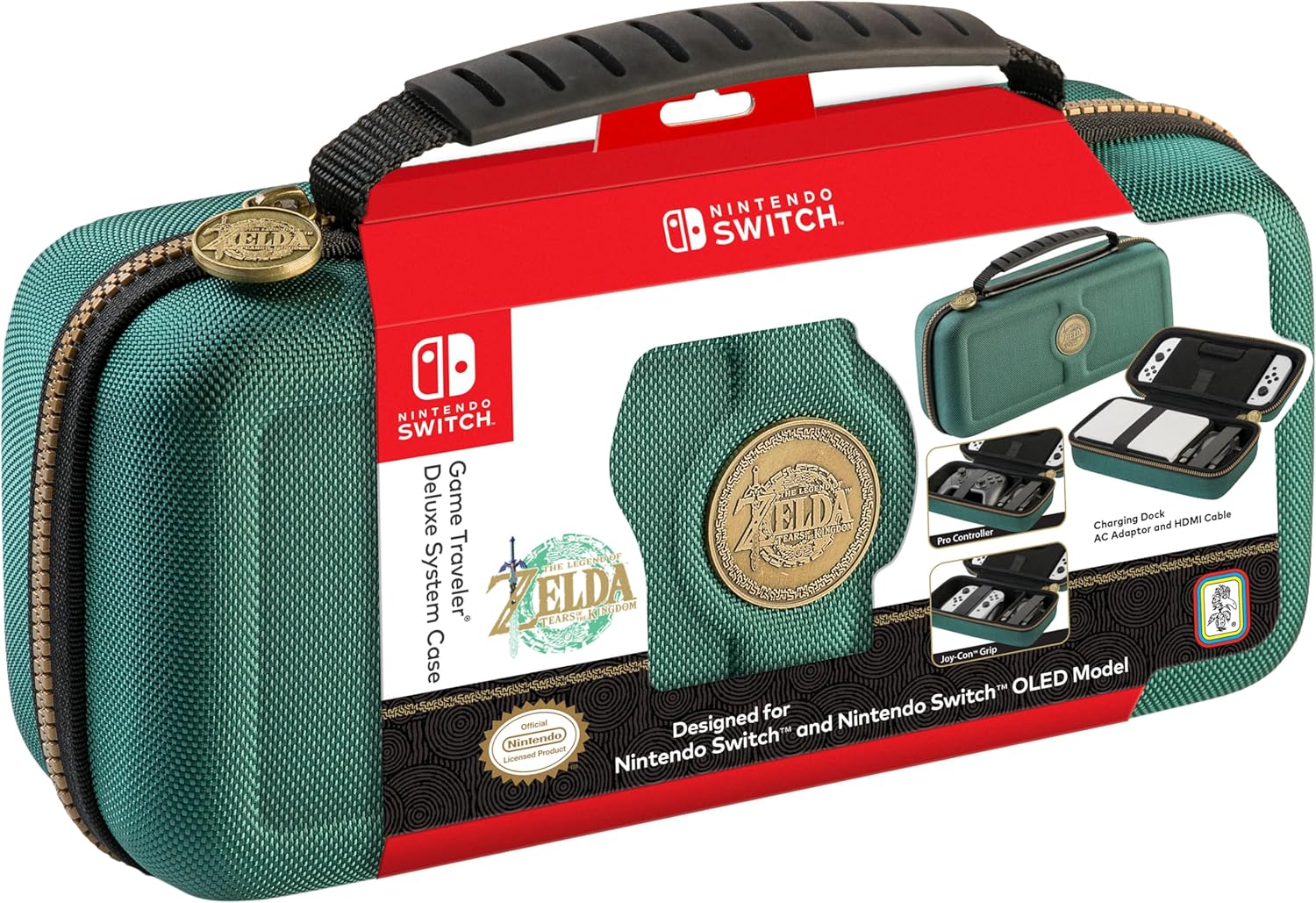 R.D.S. INDUSTRIES, INC. – Game Traveler Deluxe Licensed System Case Designed for Nintendo Switch or OLED, Legend of Zelda Tears of the Kingdom, Green Medium (NNS4000G) - Image 7