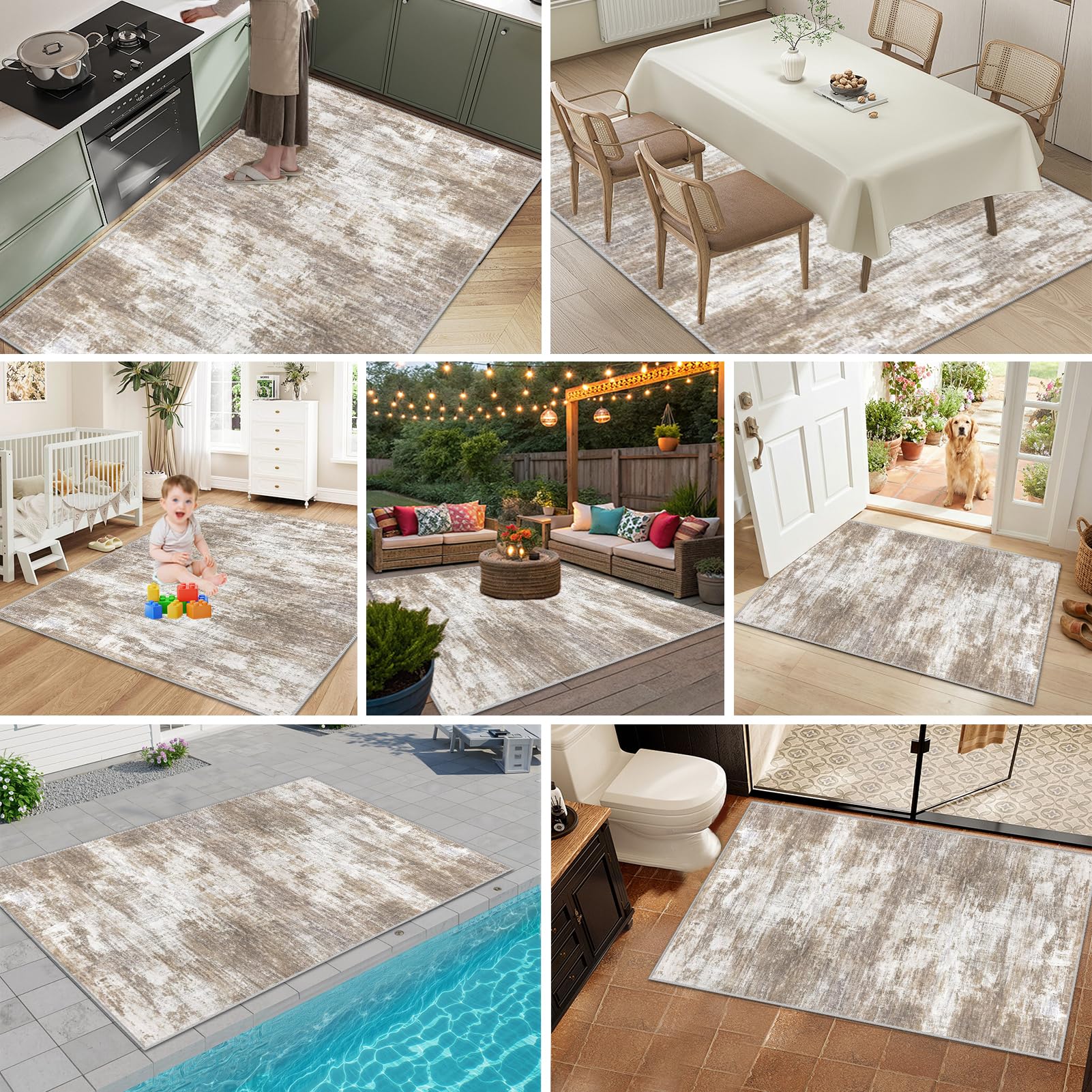Tappeto Salotto Moderno Tappeto Camera da Letto Antiscivolo Tappeti Corridoio Lungo Lavabile in Lavatrice Grande Carpet Cameretta Scendiletto Ingresso Esterno Ufficio Gaming Decorativo 200 x 290 cm