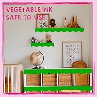 Vista 6 de Bordes de tablón de anuncios de 60 pies, borde ondulado verde puro con diseño de línea ondulada para decoración de escuela, aula y oficinas