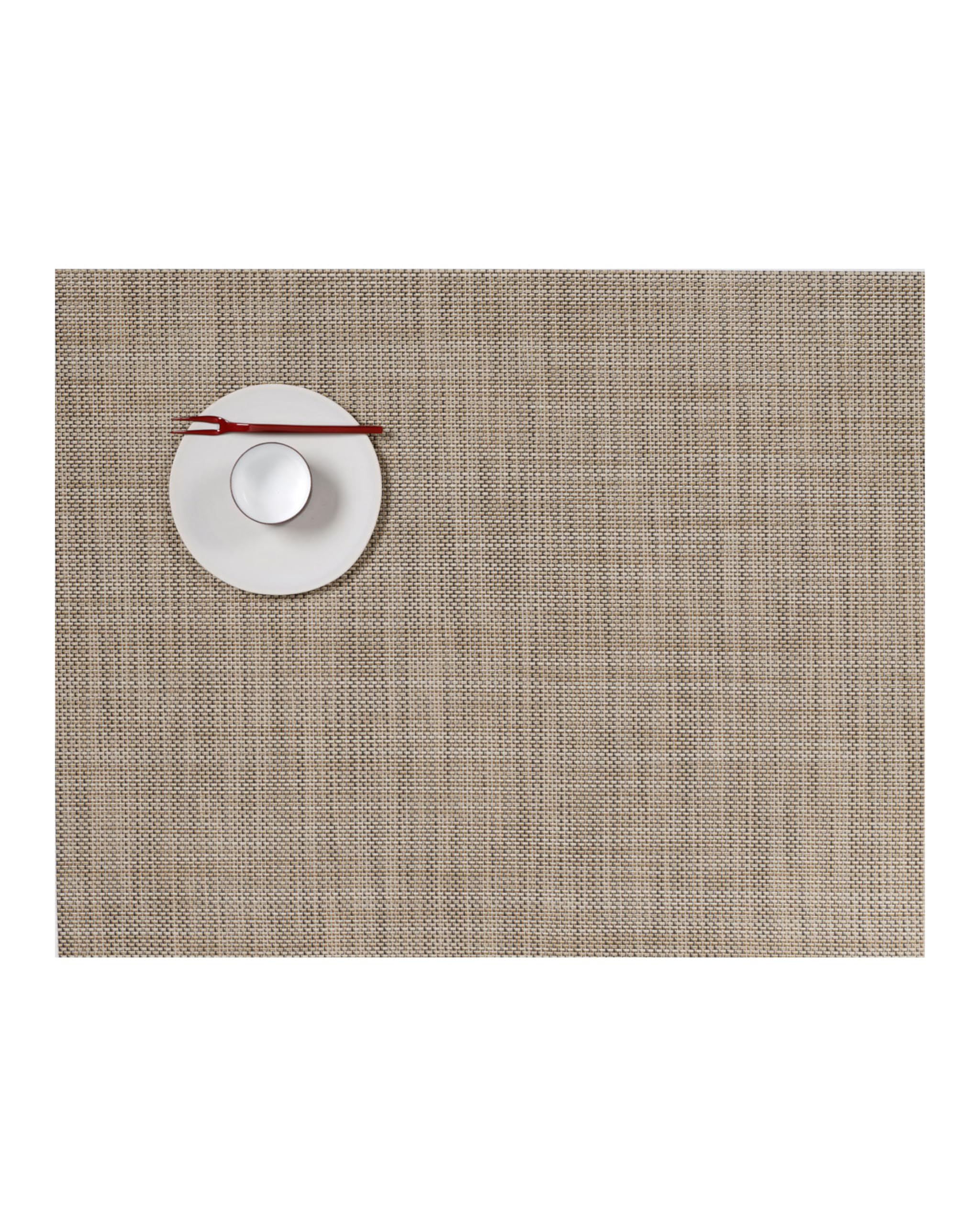 Photo 1 of Chilewich Mini Basketweave Placemats in Linen - Set of 4 - Easy Care Woven Tabletop Textiles - Indoor/Outdoor - 19" x 14" Rectangle