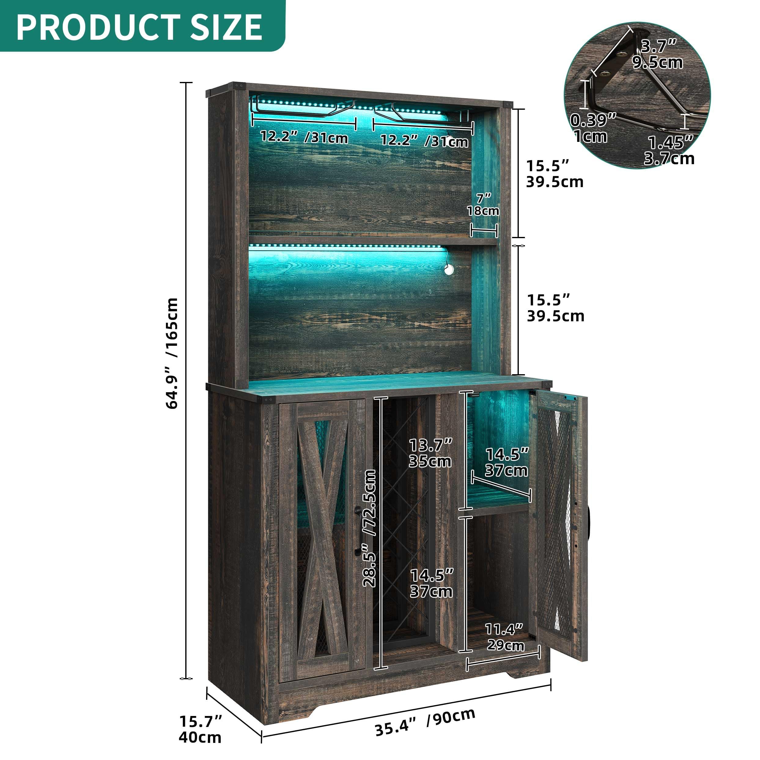Snapklik.com : YITAHOME Wine Bar Cabinet, LED Farmhouse Liquor Cabinet ...