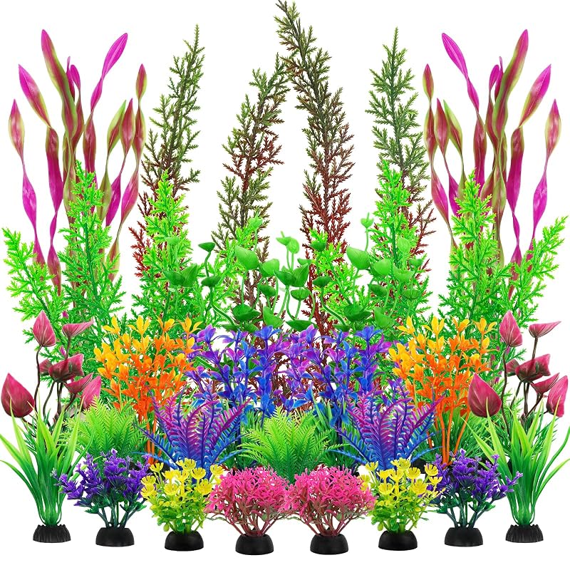 Plantas artificiais coloridas para aquário em plástico QUOZUO, 25 unidades