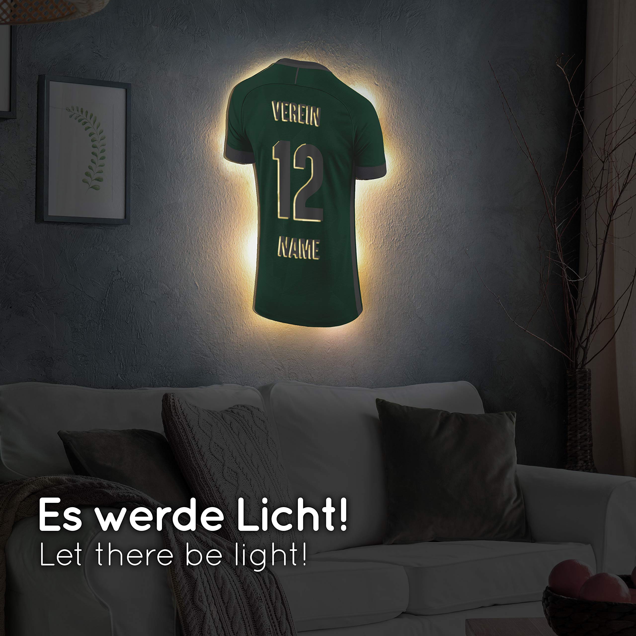 Elbeffekt Trikotlampe für Bremen Fans aus Holz - personalisierbares Geschenk - schenke dein individuellen Bremen Fanartikel aus Echtholz