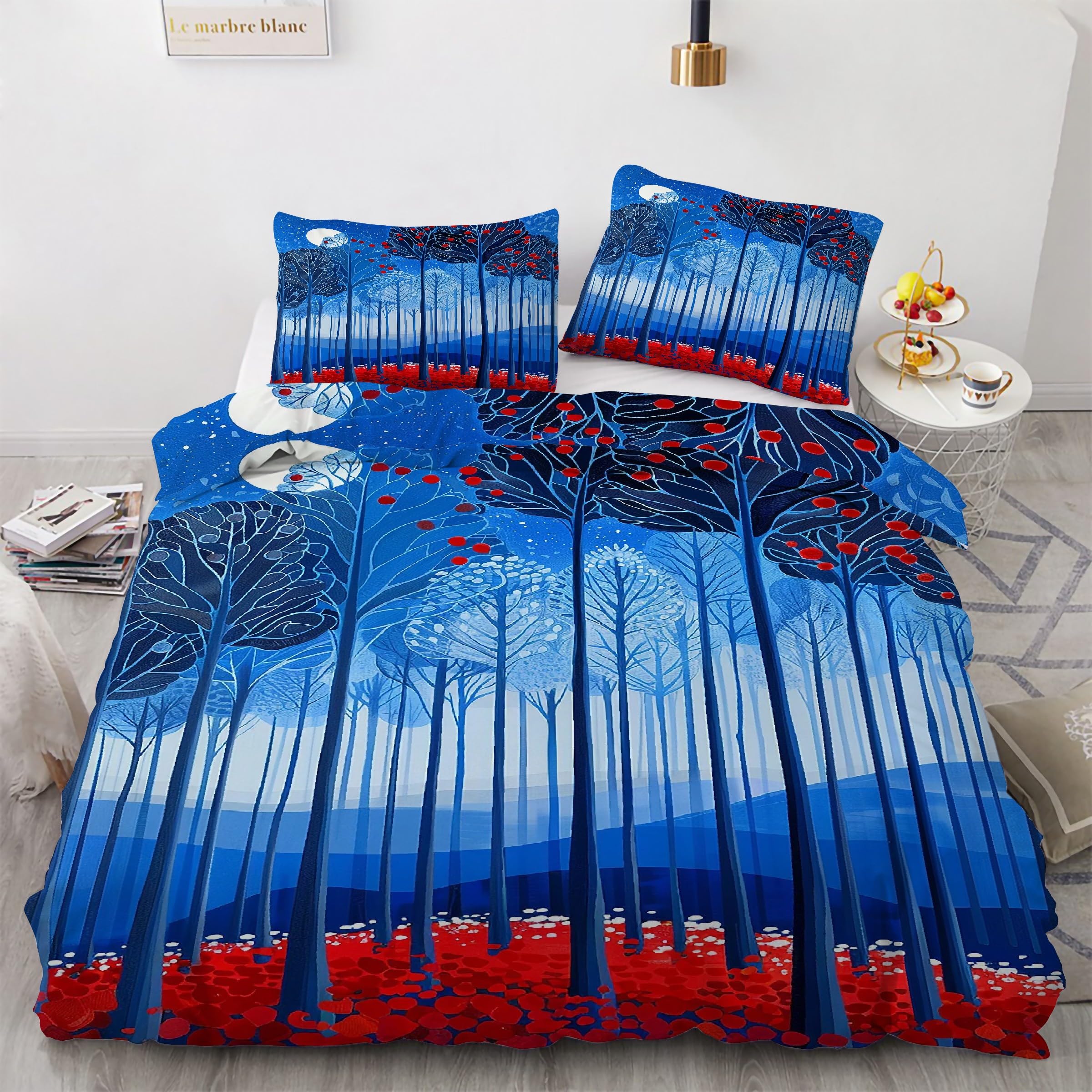 Housse couette en microfibre douce 220x240 finition peinture de paysage zen