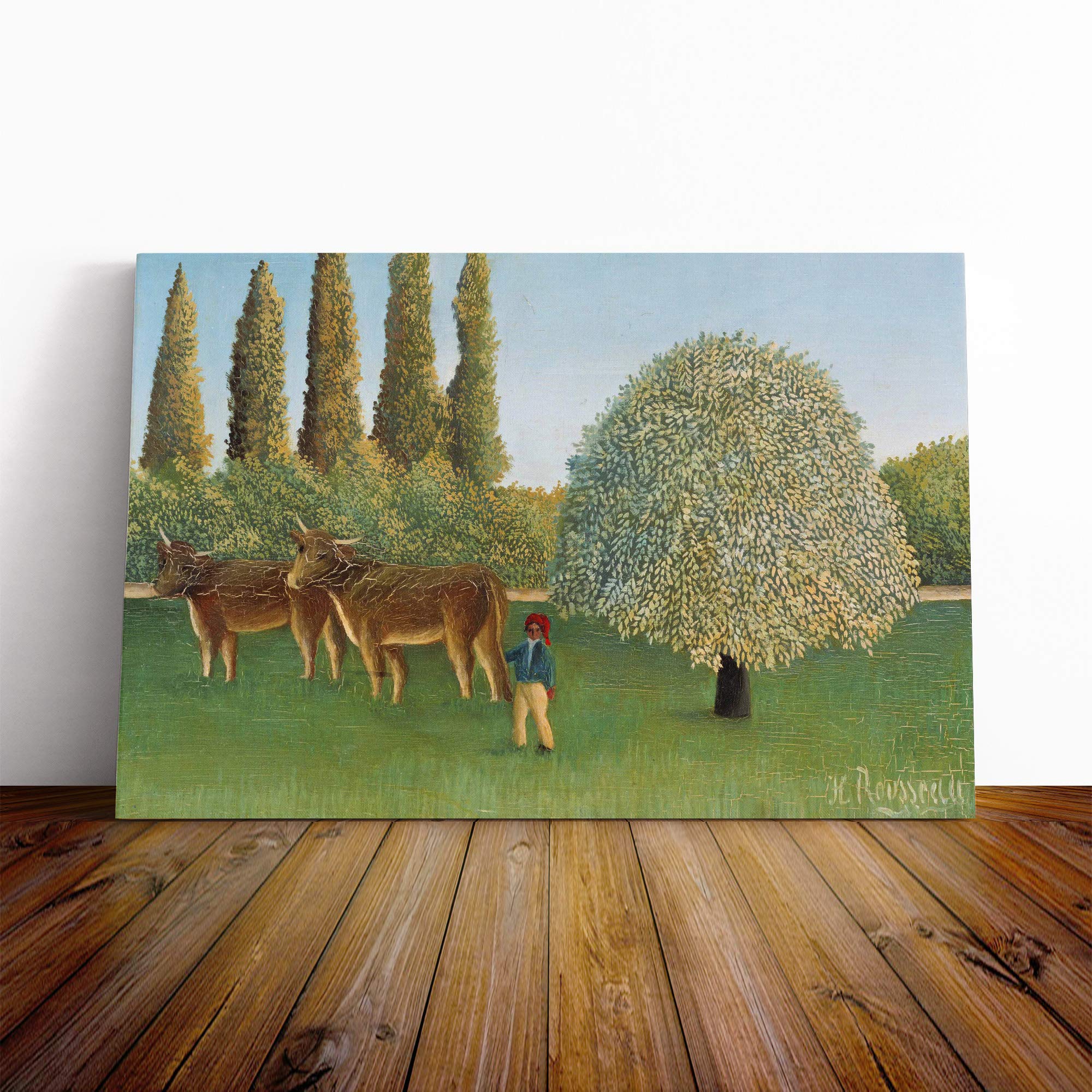 Henri Rousseau Meadowland Canvas Print | Gallery Wrapped 30mm Frame Wall Art | 24x16 inches | Ready to Hang | Modern Picture | Living Room Bedroom Lounge Office