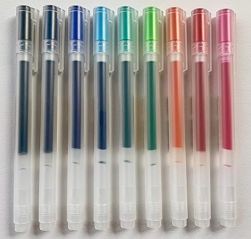 MUJI - Bolígrafos de tinta de gel (0.020 in), paquete de 9 colores