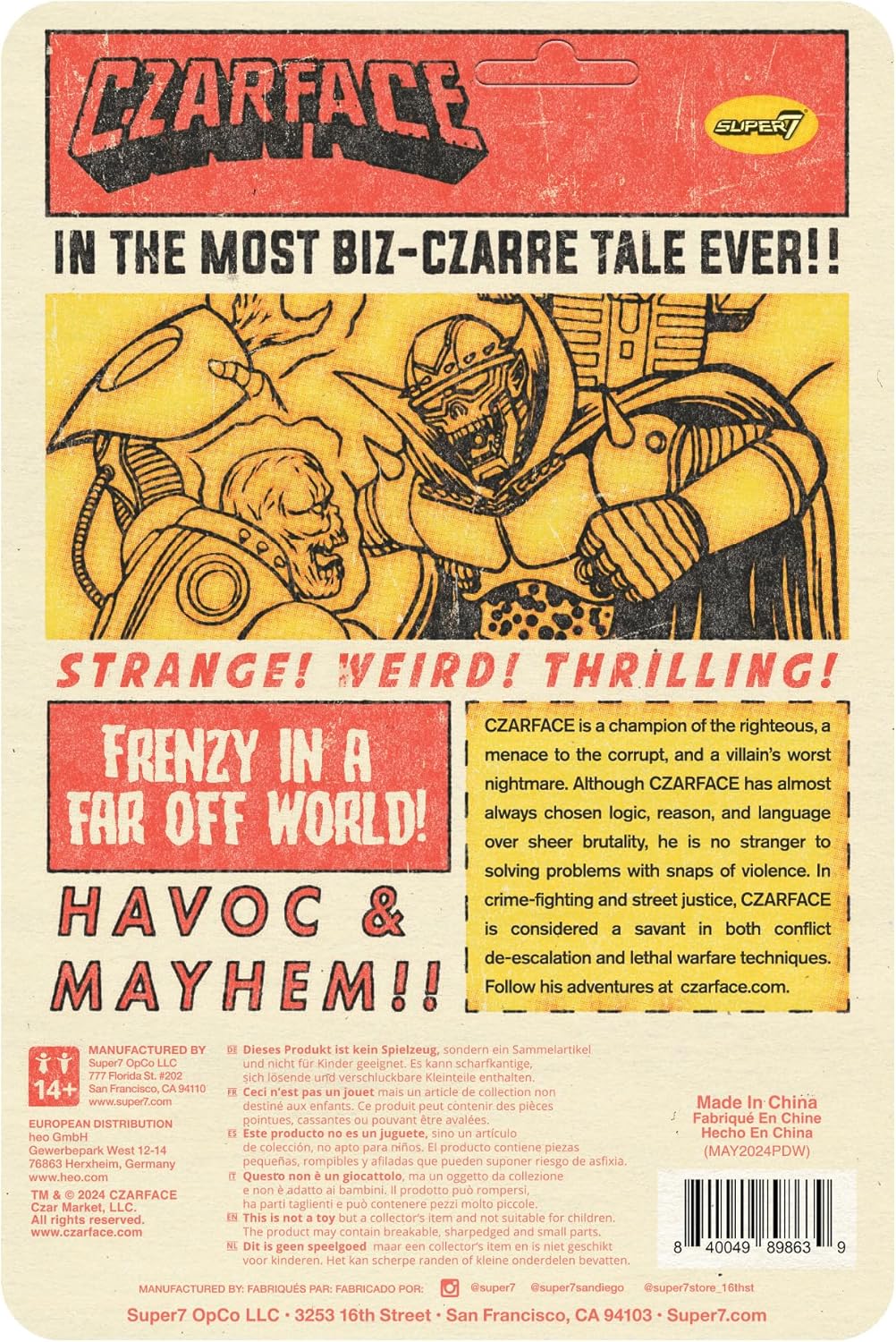 Super7 Czarface Orange & Black - 3.75" Czarface Action Figure Classic Hip Hop Collectibles and Retro Toys