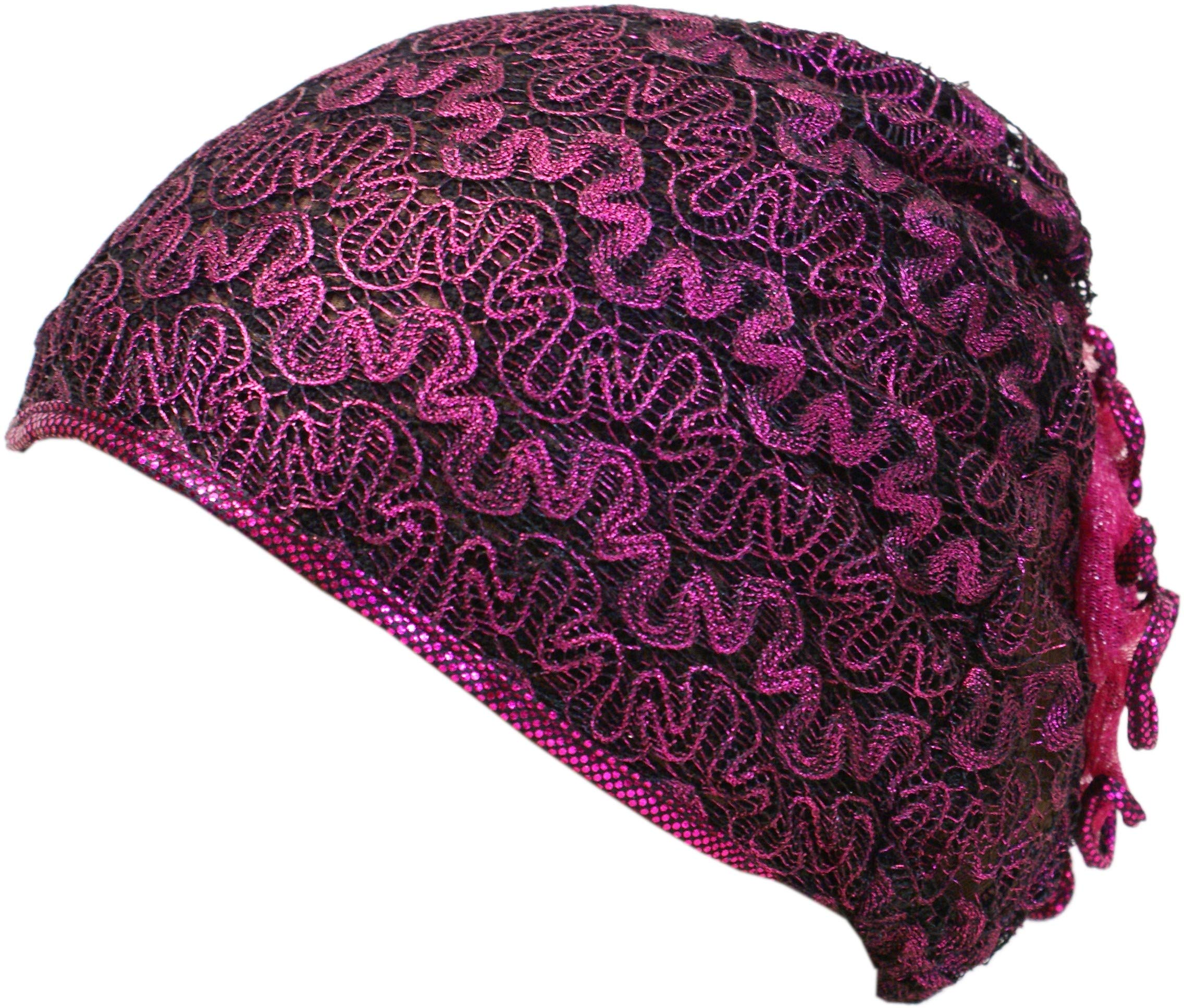 Shoe String KingPink Waves: Ssk Beautiful Metallic Turban-Style Head Wrap