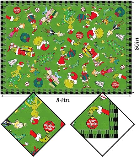 Miniatura 3 de Grinchmas - Mantel rectangular a cuadros de búfalo para Navidad, invierno, vacaciones, fiesta, decoración, cocina, comedor, decoración del hogar, 60
