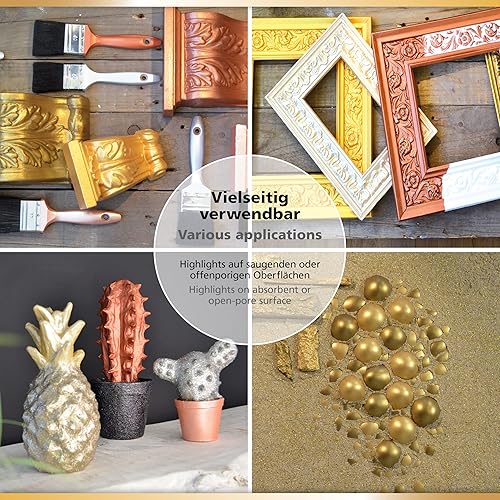 Miniatura 5 de Viva Decor Inka Gold Premium 2 x 1.41 oz  Colección Golden Shine  Cera dorada y acabado metálico para efectos brillantes en madera, lienzo, arcilla,