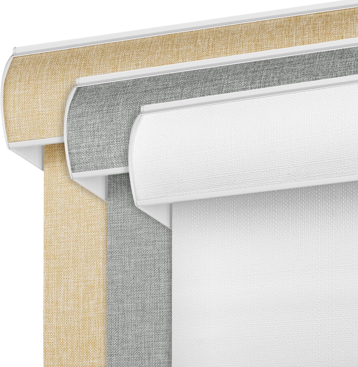 Blackout Roller Shades for Windows Cordless, Linen Fabric Roller Blinds Room Darkening Shades with Valance Thermal Insulated Window Shades for Home Office,Door,White,15" W x 72" H Blackout Linen White 15"W x 72"H