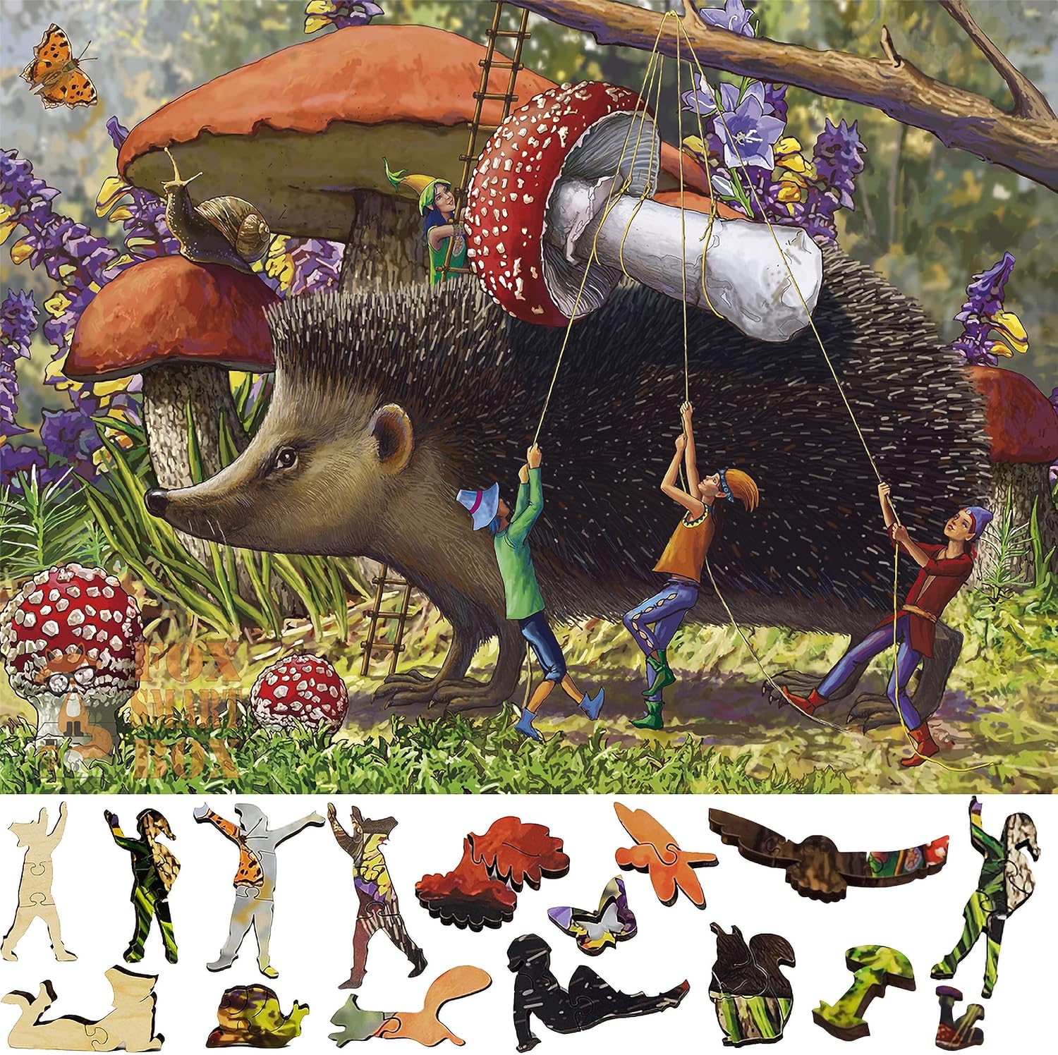 Wooden Jigsaw Puzzle for Adults with Uniquely Shaped Pieces - Made in USA by FoxSmartBox - 487 Pieces - Majestic Harvest