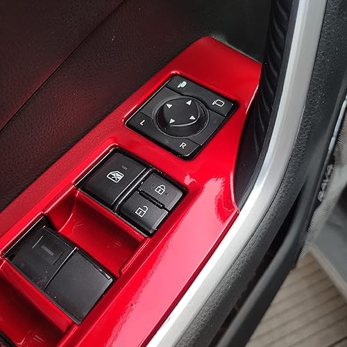 Miniatura 4 de ruihe 4 piezas de cubierta de panel de control de ventana de puerta de automóvil para Toyota RAV4 2019 2020 2021 2022 2023 2024 2025 versión