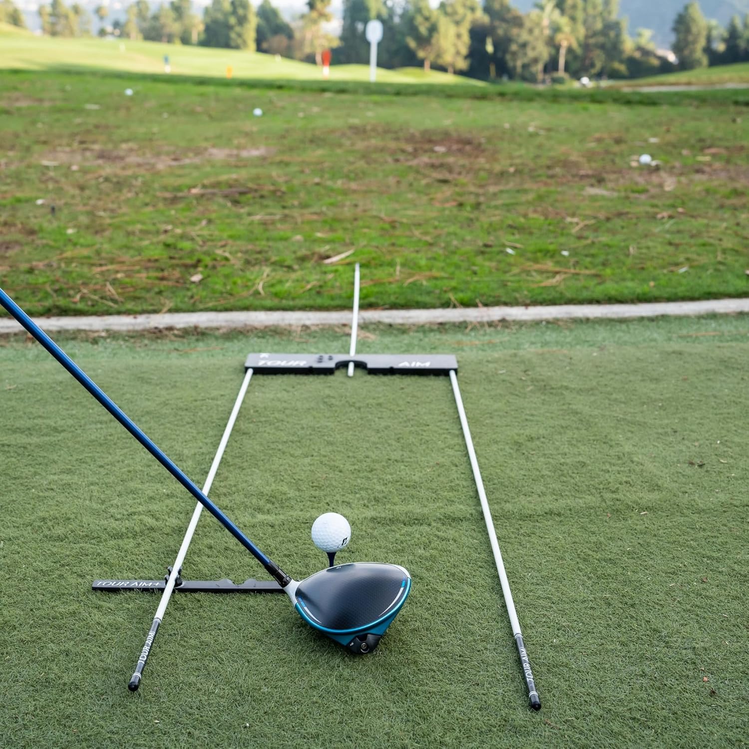 + Alignment Stick Adapter — Perfect Your Aim, Alignment, Face Angle, and Ball Position. Use Real Golf Tees of Mats.