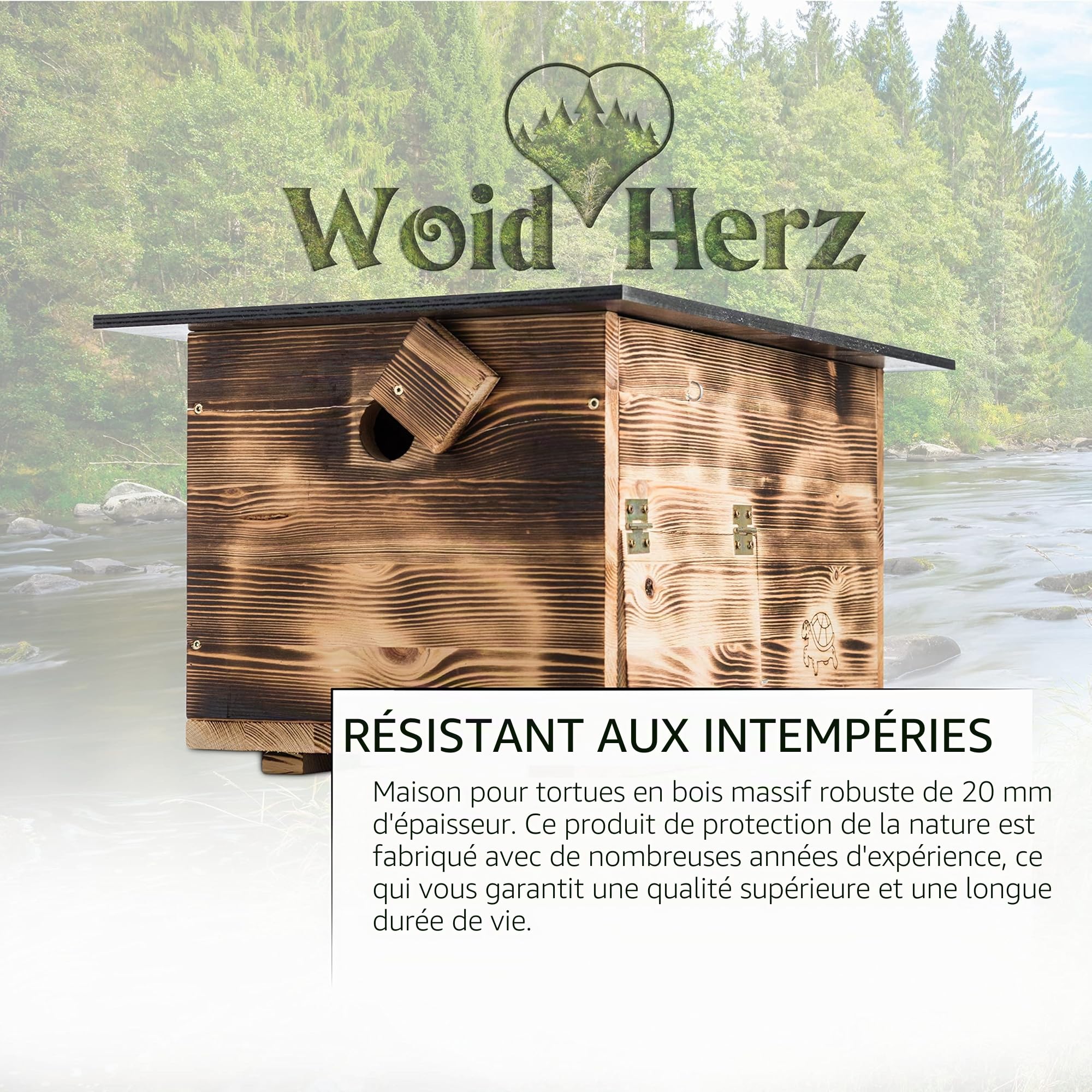 Abri pour Tortues de qualité supérieure (SH1) - en Bois Massif - Résistant aux intempéries - avec Fond et Porte - Ventilation réglable - Enclos pour