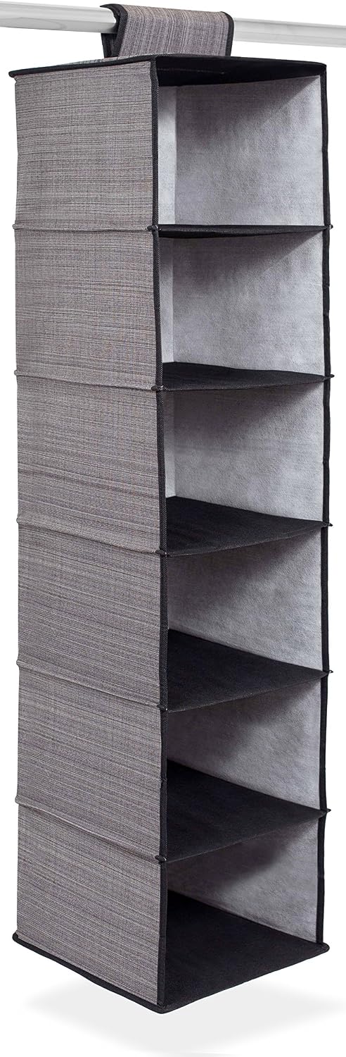 Internet's Best Hanging Closet Organizer - 6 Shelf - Clothing Sweaters Shoes Accessories Storage - Grey