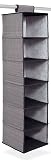 Internet's Best Hanging Closet Organizer - 6 Shelf - Clothing Sweaters Shoes Accessories Storage - Grey