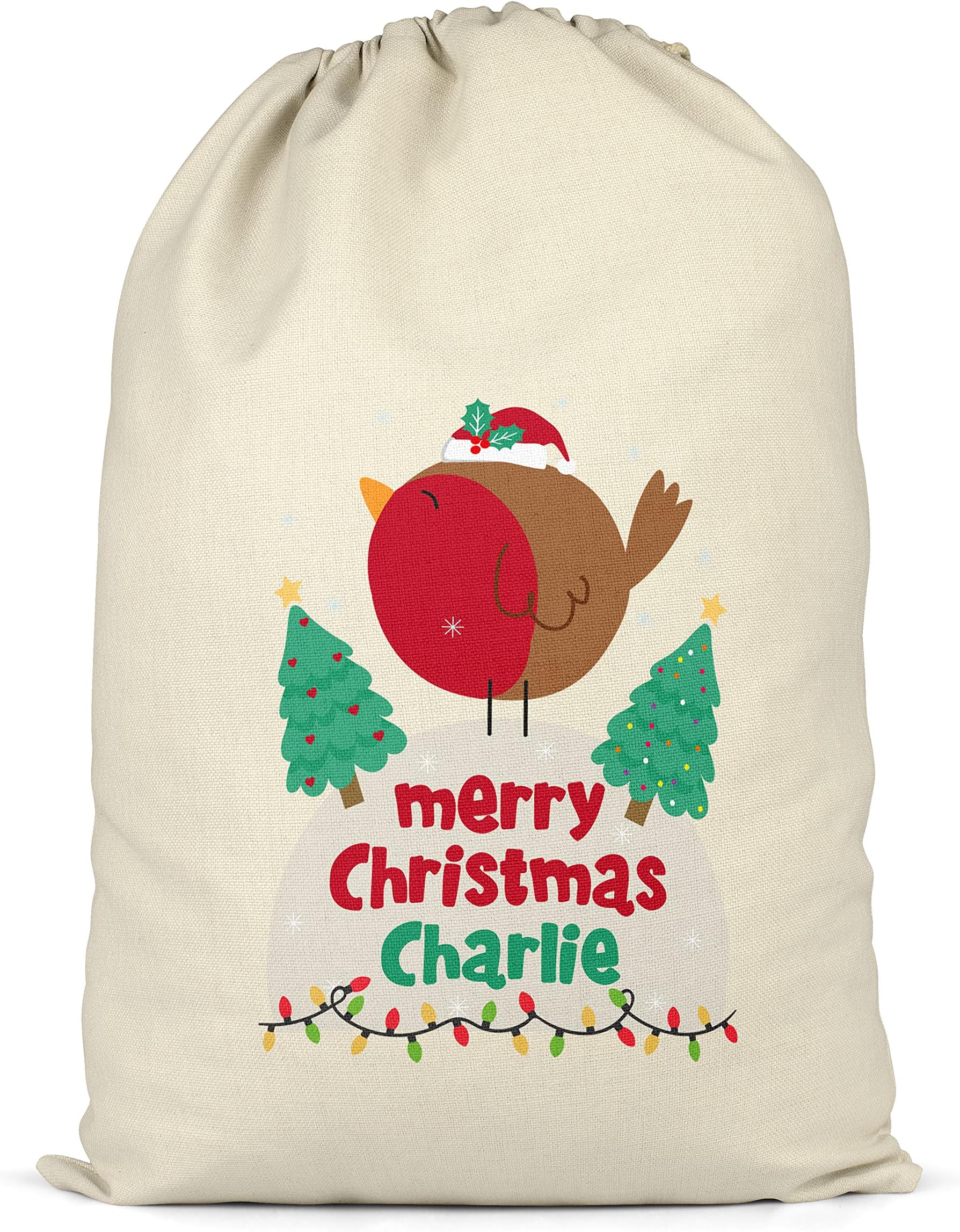 ShopagiftShopagift Personalised Christmas Sack Robin Xmas Gift Bag for Presents X-Large 70cm x 50cm