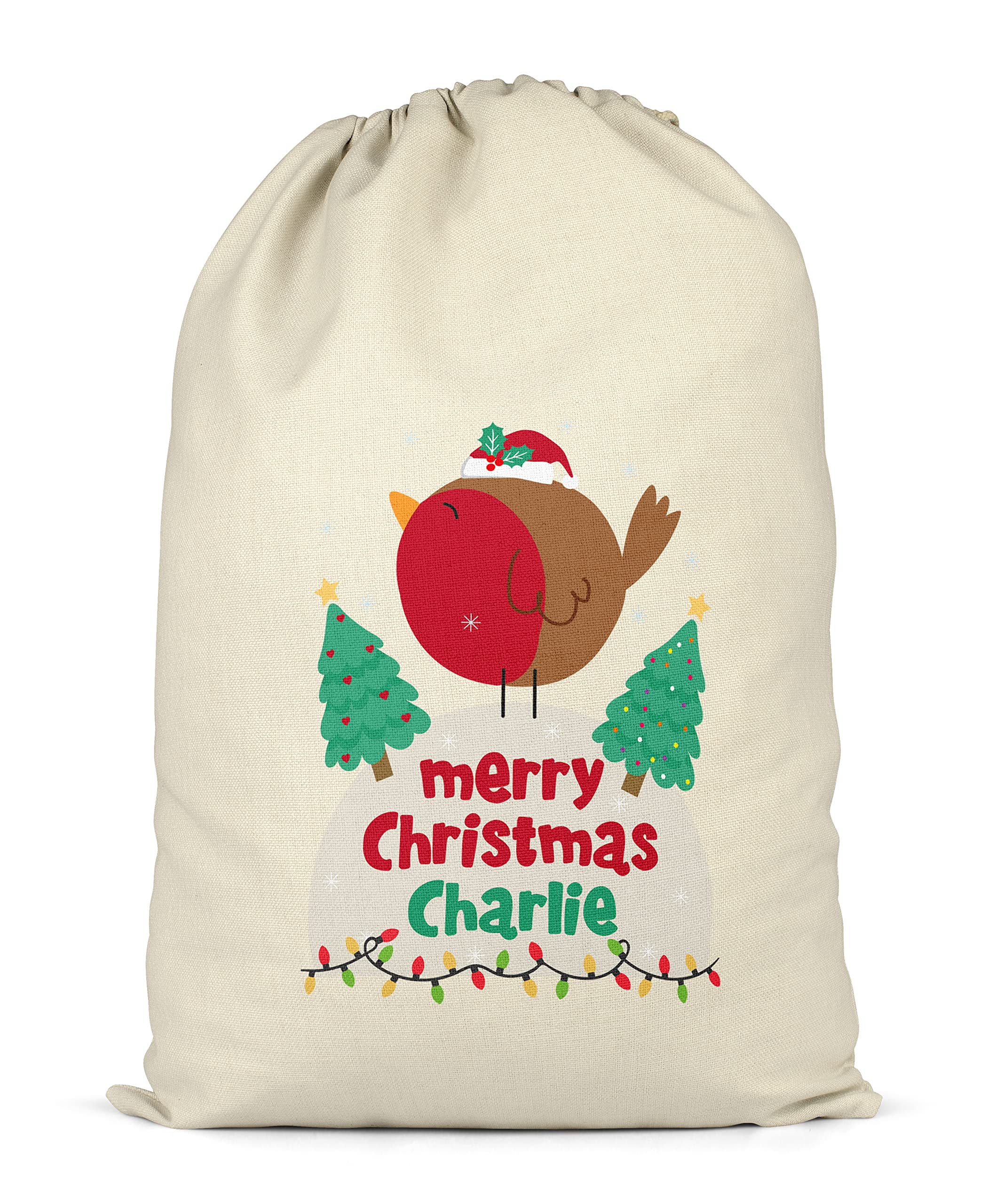 ShopagiftShopagift Personalised Christmas Sack Robin Xmas Gift Bag for Presents X-Large 70cm x 50cm