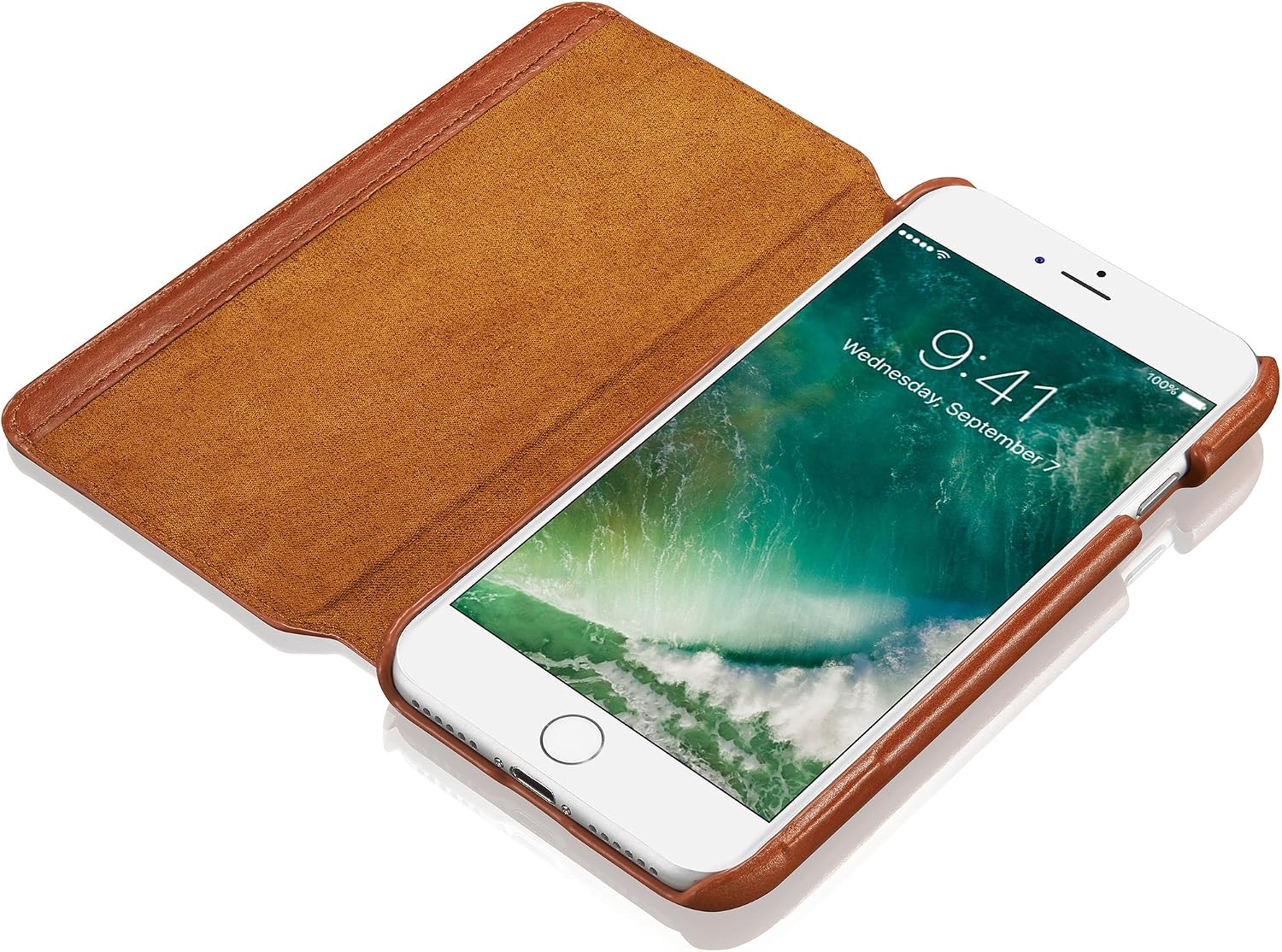 KAVAJ Case Compatible with Apple iPhone SE (2020), 8, 7 4.7" Leather - Dallas - Cognac Brown Wallet Folio Cover with Card Holder