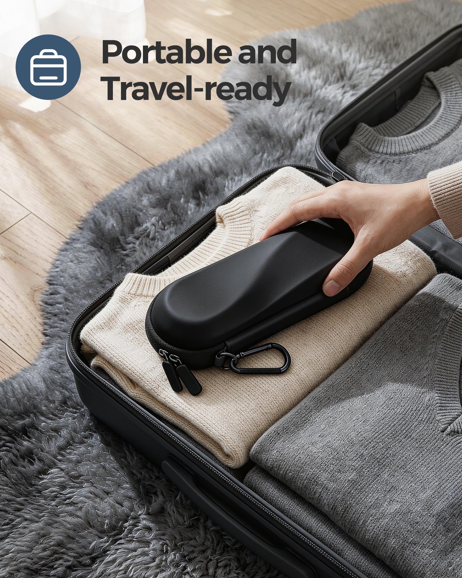 ProCase 歯ブラシケース 携帯用 旅行用 防水ハードケース Oral-B Philips対応 - ブラック（L） | 電動歯ブラシケース,アクセサリー収納付き,多機能,軽量,耐久性,持ち運び便利,出張や旅行に