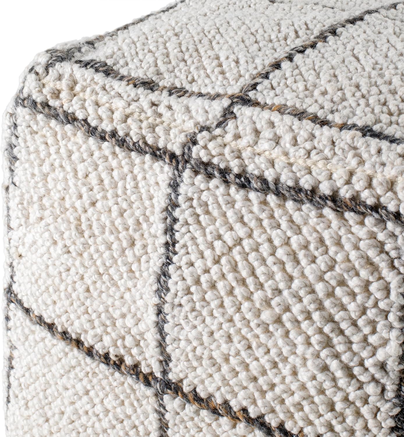 Livabliss Pane Modern Indoor/Outdoor Pouf, Gray, (18 x 18)