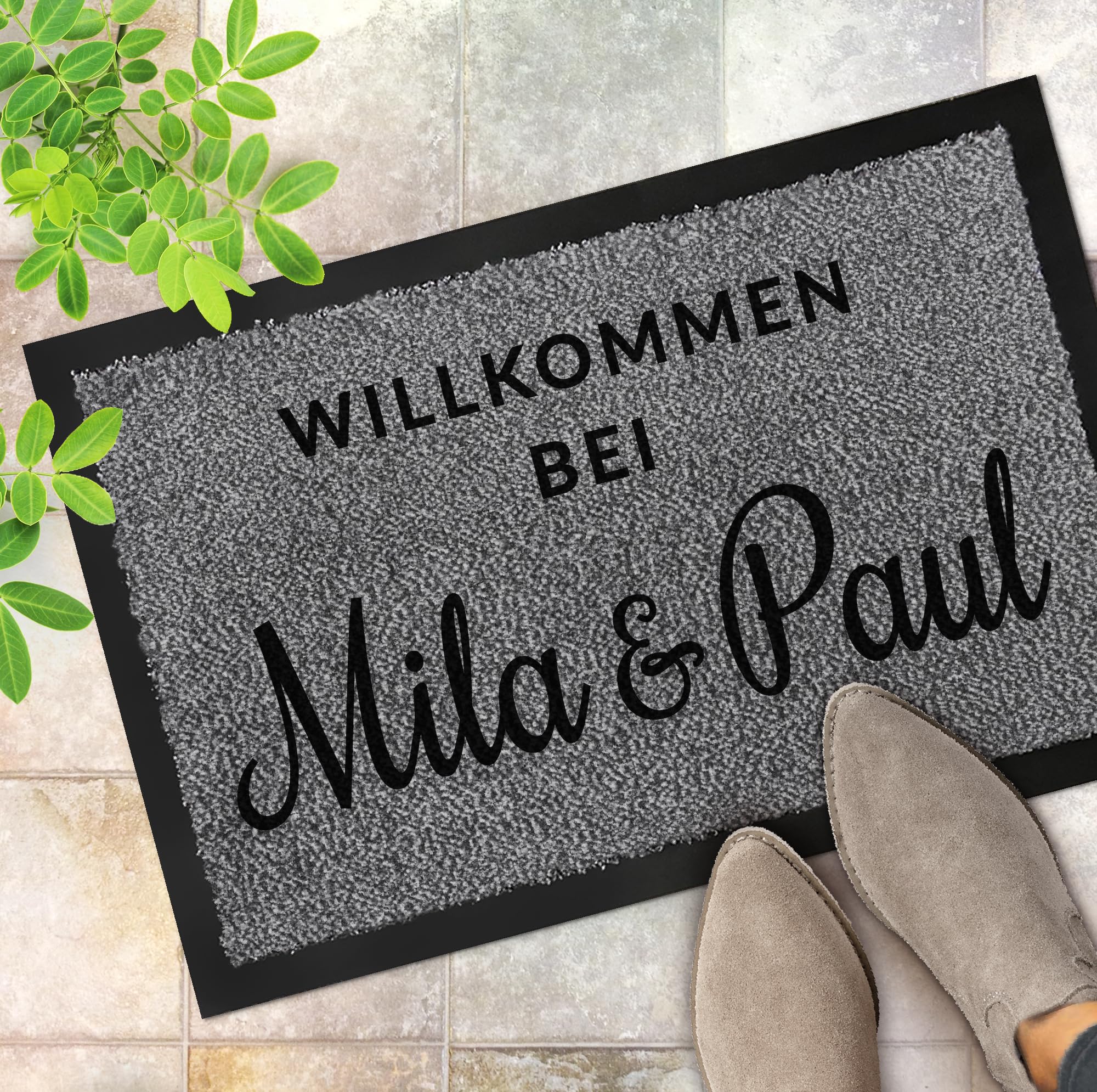 Fußmatte personalisiert 80x60 PVC - rutschfeste Türmatte für Innen und Außen - Schmutzfangmatte aussenbereich mit Wunschtext - Schuhmatte als Türvorleger, Geschenk Einzug (80x60)