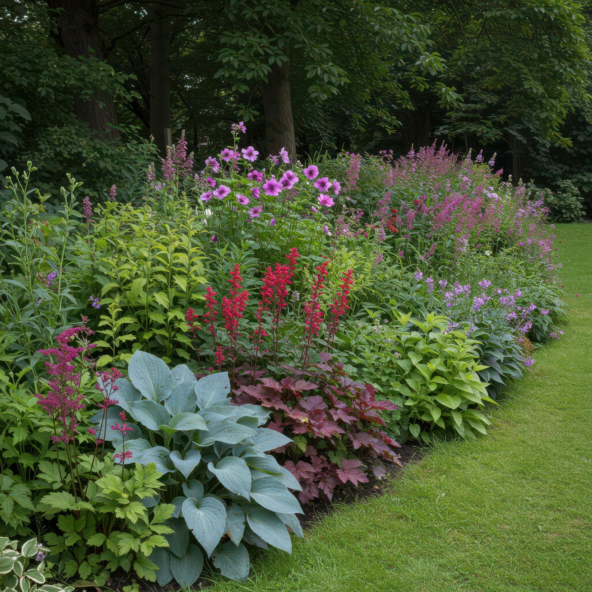 Set di piante perenni "Ombra" – 24 piante perenni amanti dell'ombra per circa 3 m² – Diversi colori e tempi di fioritura – Set facile da pulire per aree giardino ombreggiato – Vaso Ø 11 cm