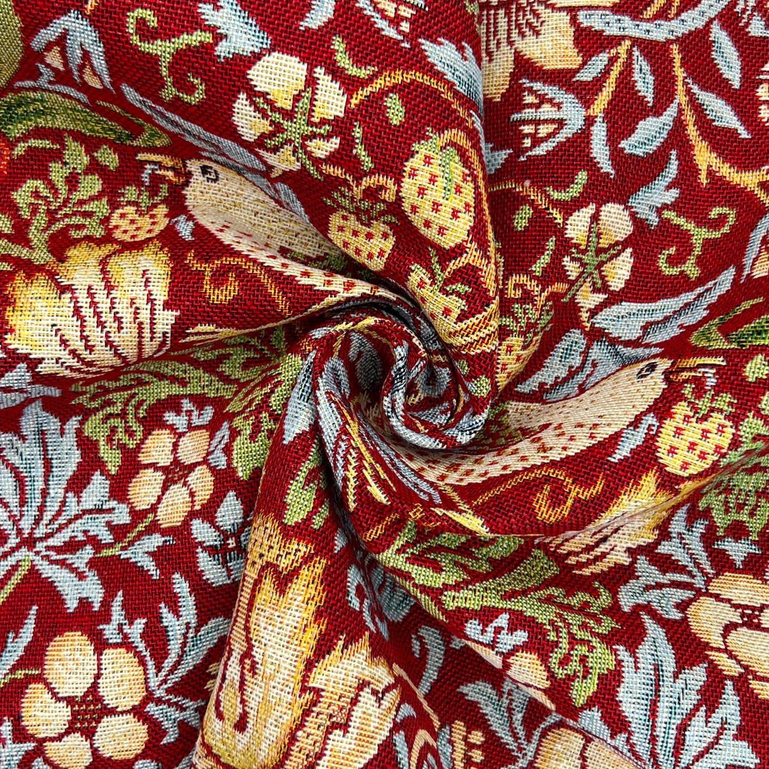 Cotton Woven Tapestry Upholstery Fabric Material Strawberry Thief Wine 1MTR
