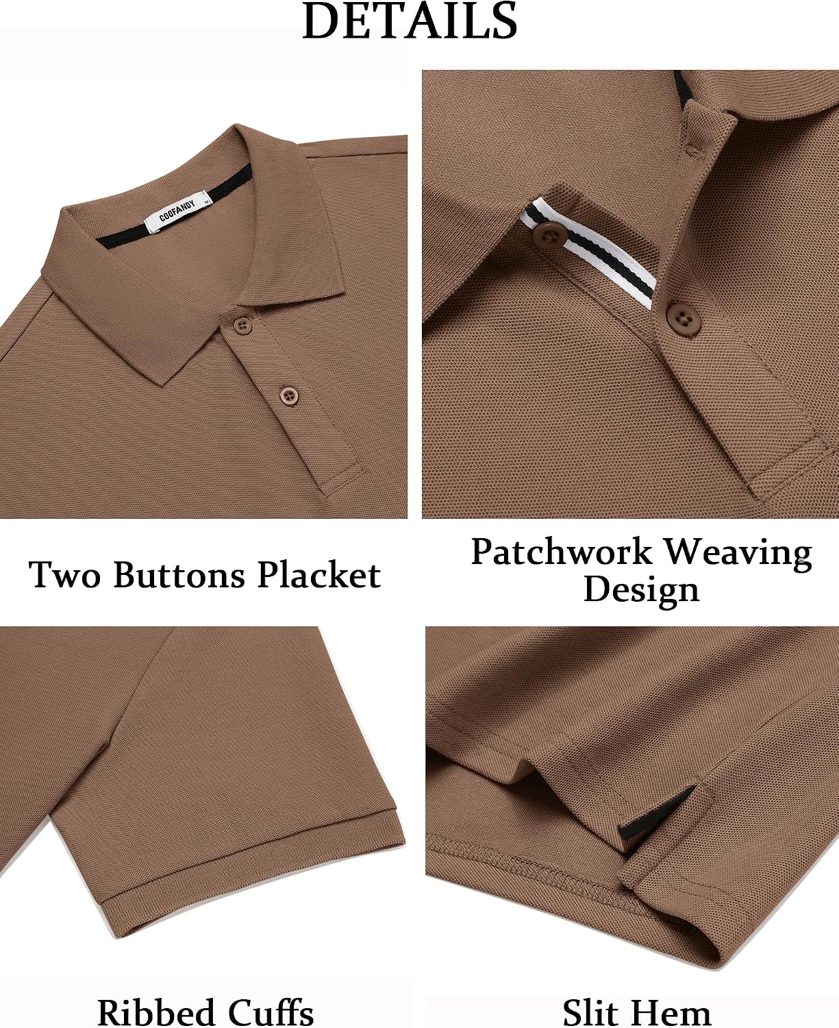 COOFANDY Men's Polo Shirts Short Sleeve Cotton Pique Casual Button T Shirts Classic Fit Collared Golf Shirts