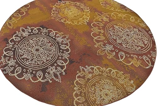 Miniatura 4 de Unique Loom - Alfombra colección de círculos abstractos, de transición para interiores y exteriores, beige, Polipropileno