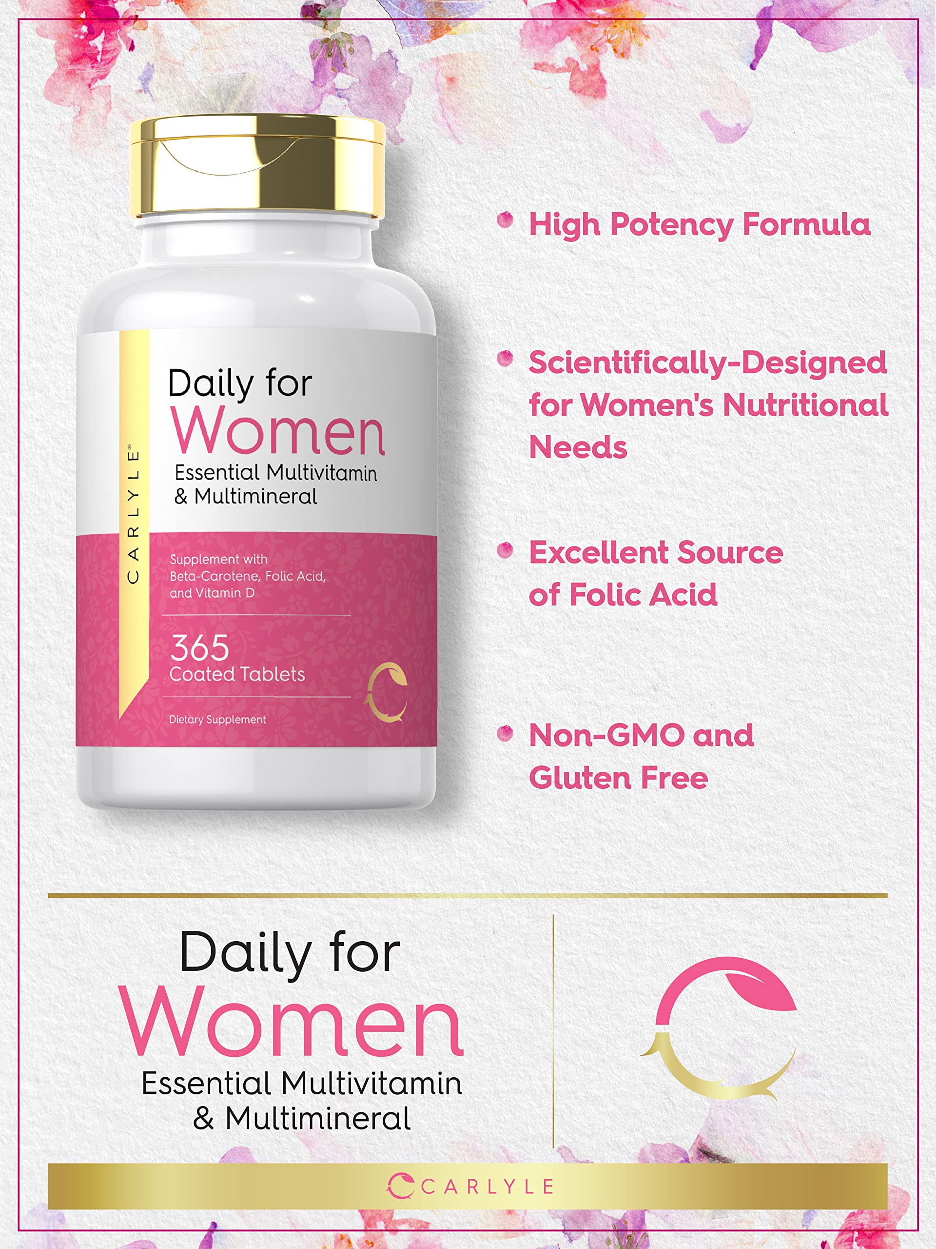 Carlyle Multivitamin and Multimineral for Women | 365 Tablets — Amazon image 3