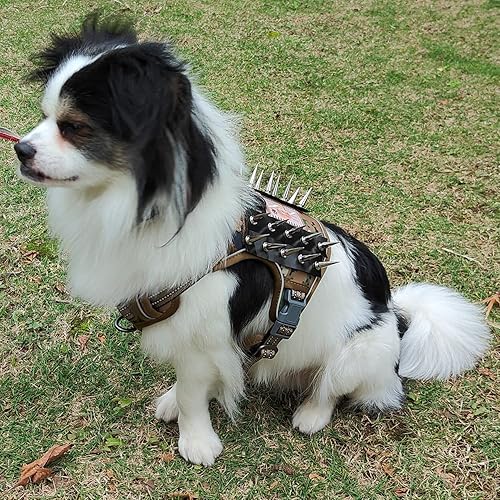 Miniatura 8 de Arnés táctico reflectante para perros pequeños, medianos y grandes, sin tirones, arnés militar con asa, chaleco de perro de servicio, arnés