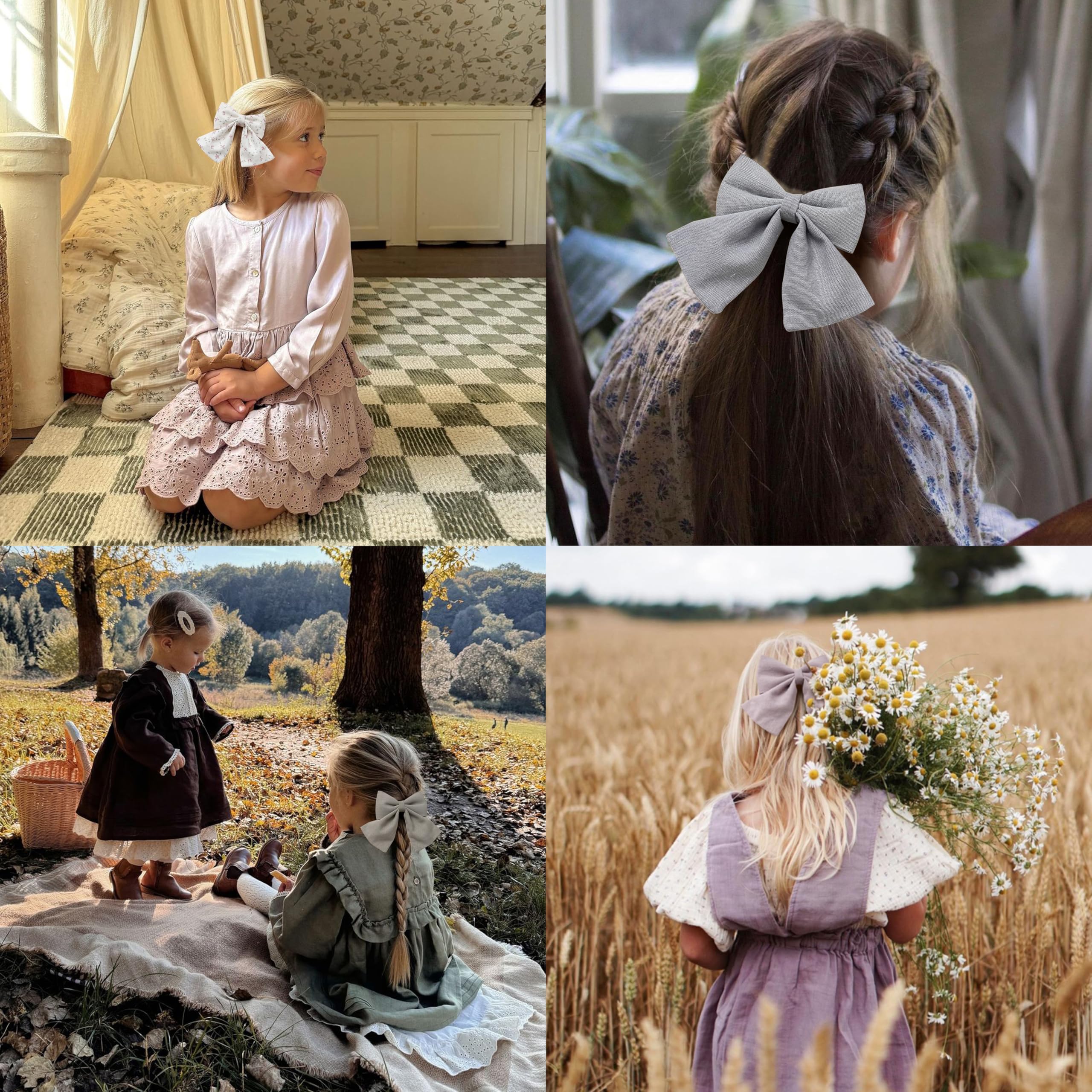 Lazos para el pelo con pinzas para el pelo para niñas y bebés, hechos a mano con estampado de flores de 5 pulgadas, lazos grandes, accesorios para el cabello, regalos para niños escolares