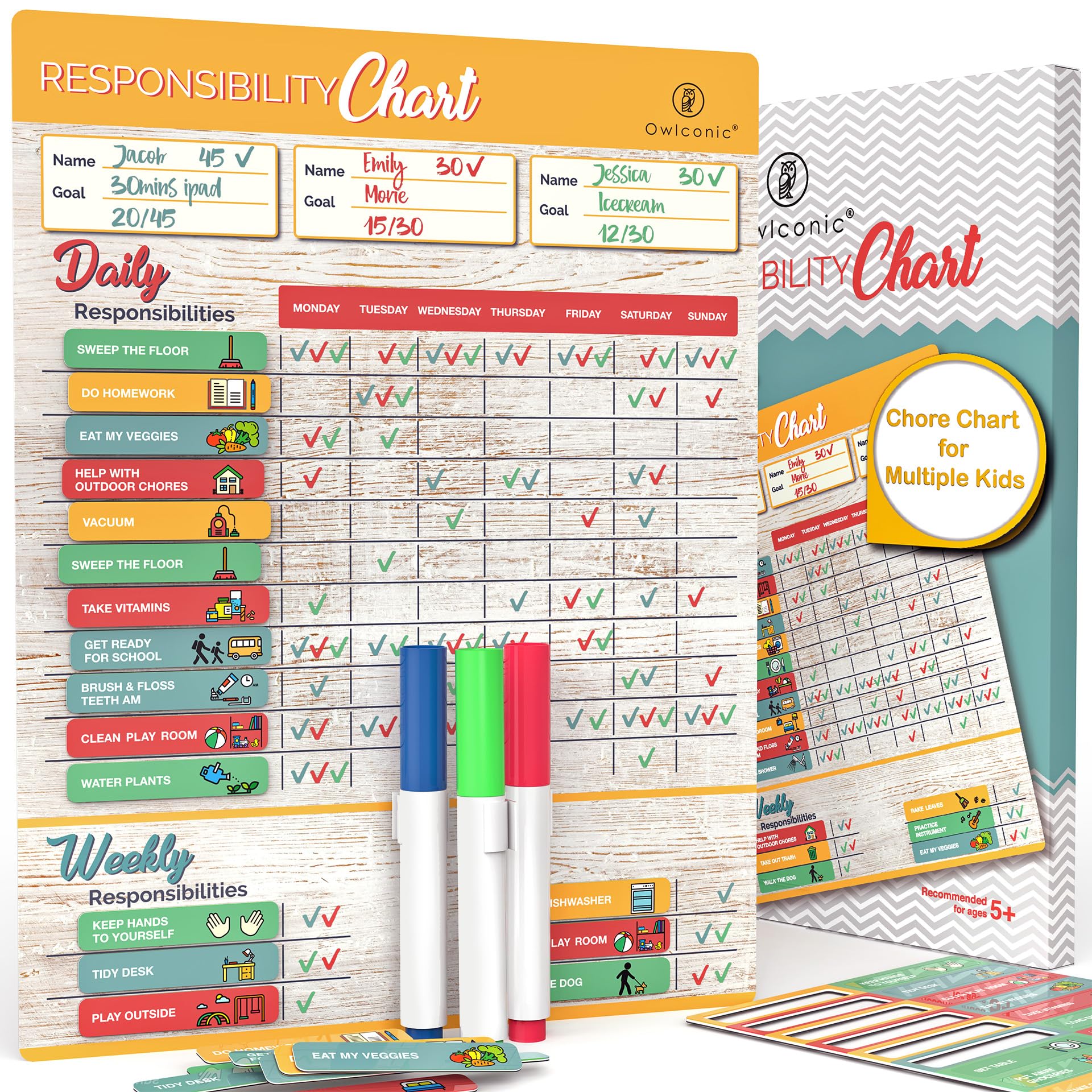 Buy Magnetic Chore Chart for Kids Multiple Kids - Behavior Chart for ...
