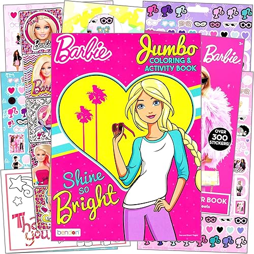 Juego de actividades de calcomanías de Barbie, el paquete incluye calcomanías de Barbie, libro para colorear de Barbie y más (rosa)