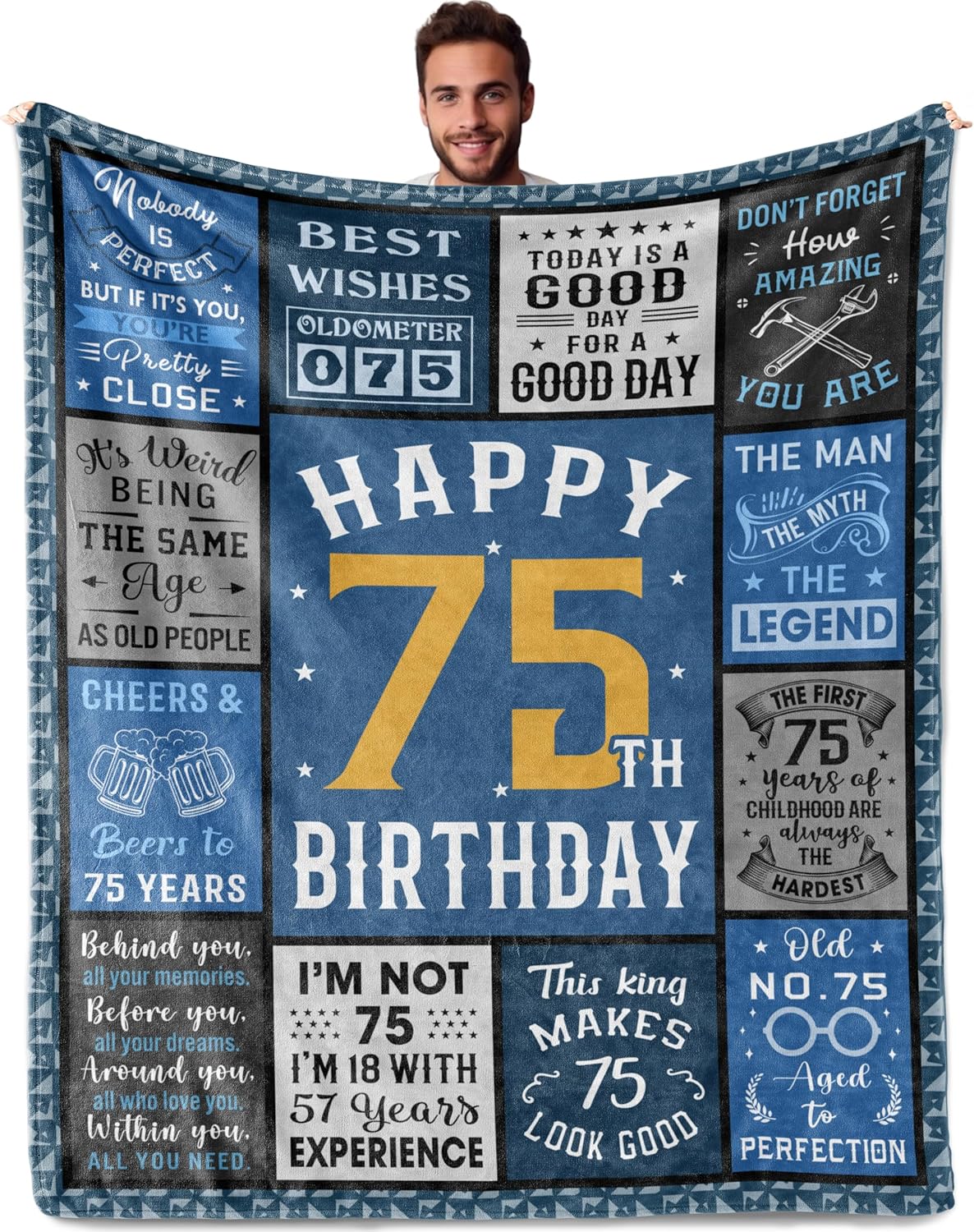 75th Birthday Gifts for Men Women, Best 75th Birthday Gifts for Men Women, 75 Year Old Birthdays Gift for Man, Funny 1950 75 Year Old Birthdays Gift for Man Ideas Blanket 50"X60"