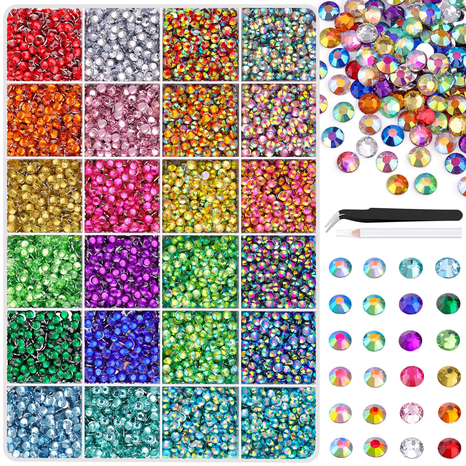 20000Pcs Blue Rhinestones for Bedazzling with B7000 Jewelry Glue, Resin Rhinestones for Crafting Crafts DIY, Bedazzler Kit Gems for Clothing Shoes Tumblers Fabric Nail Art Assorted Size 3/4/5/6mm — view 13