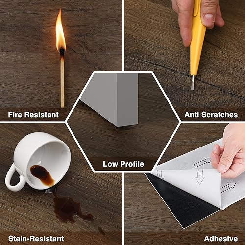 Miniatura 5 de MULGREAT Azulejos de suelo para despegar y pegar, 54 pies cuadrados, 36 piezas de 36 x 6 pulgadas de largo, suelo de tablones de vinilo autoadhesivo