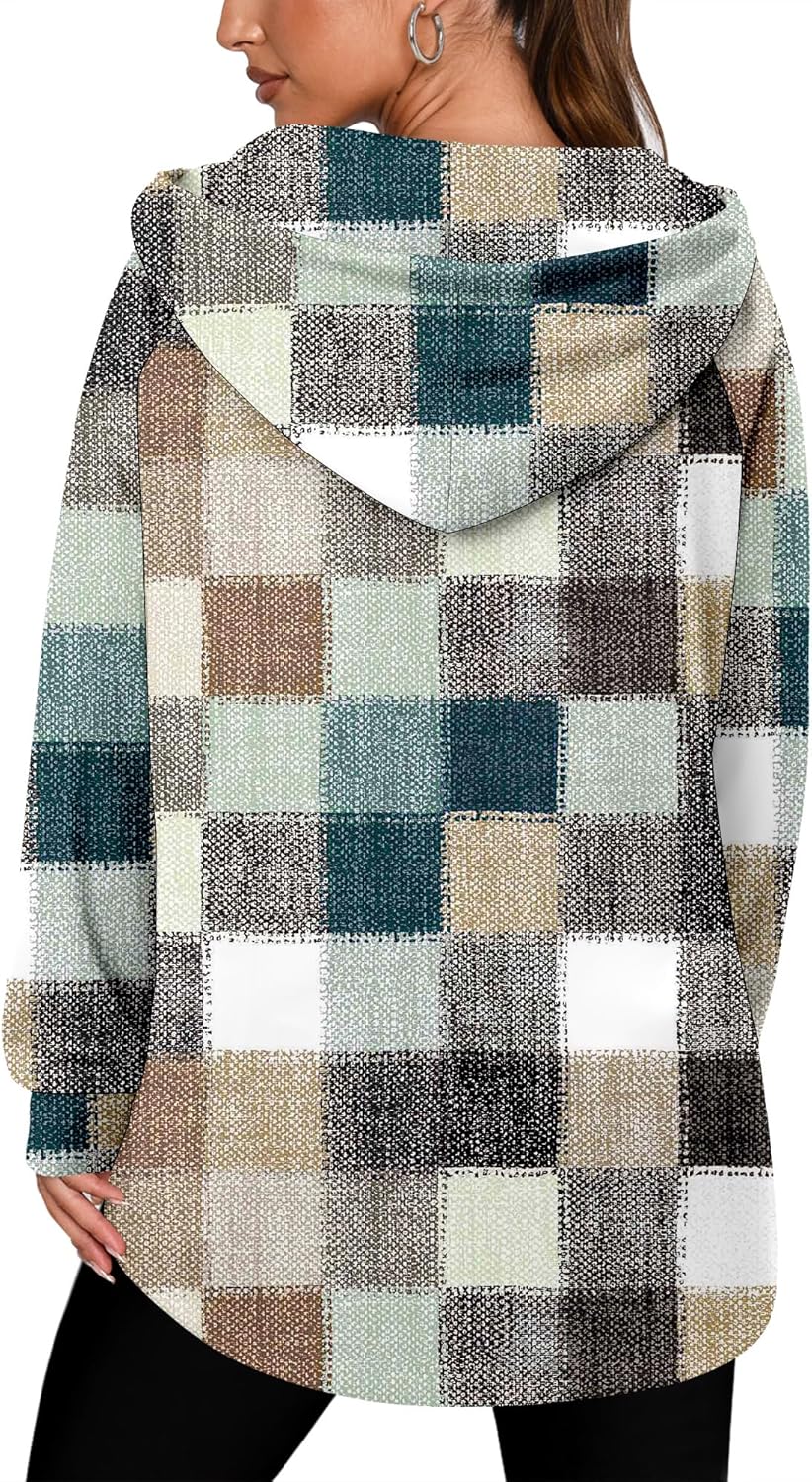 onlypuff Women Hoodie Pullover Trendy Quarter Zipper Lapel Sweatshirts Drawstring Cute Hooded Tunic Tops with Side Pockets - Image 5