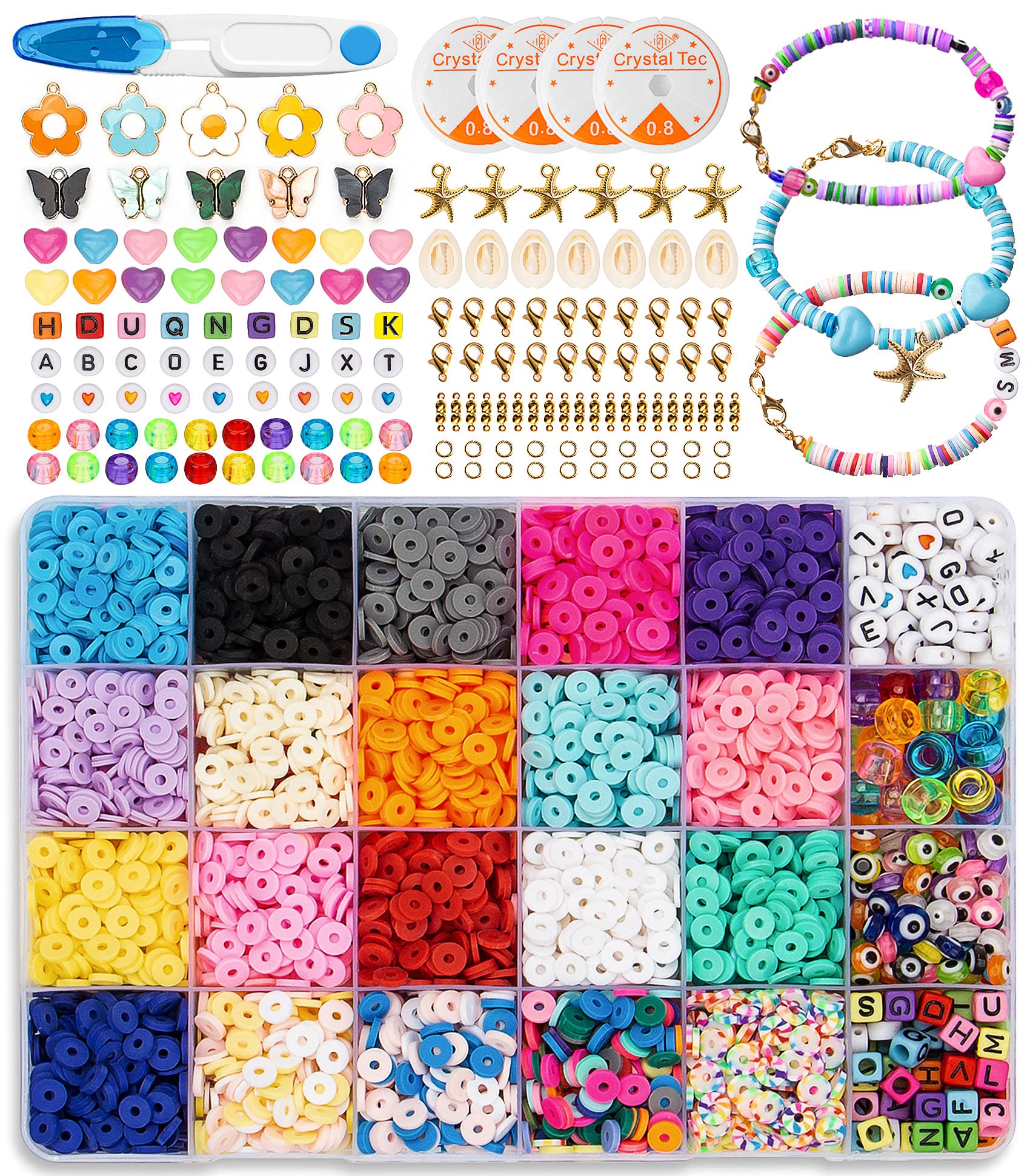 ROTESONNE 5400 PCS Polymer Clay Beads for Christmas Gifts, Heishi Spacer Beads Kit for DIY Jewelry Making, 6mm Disc Flat Beads for Handmade Bracelets Necklace,