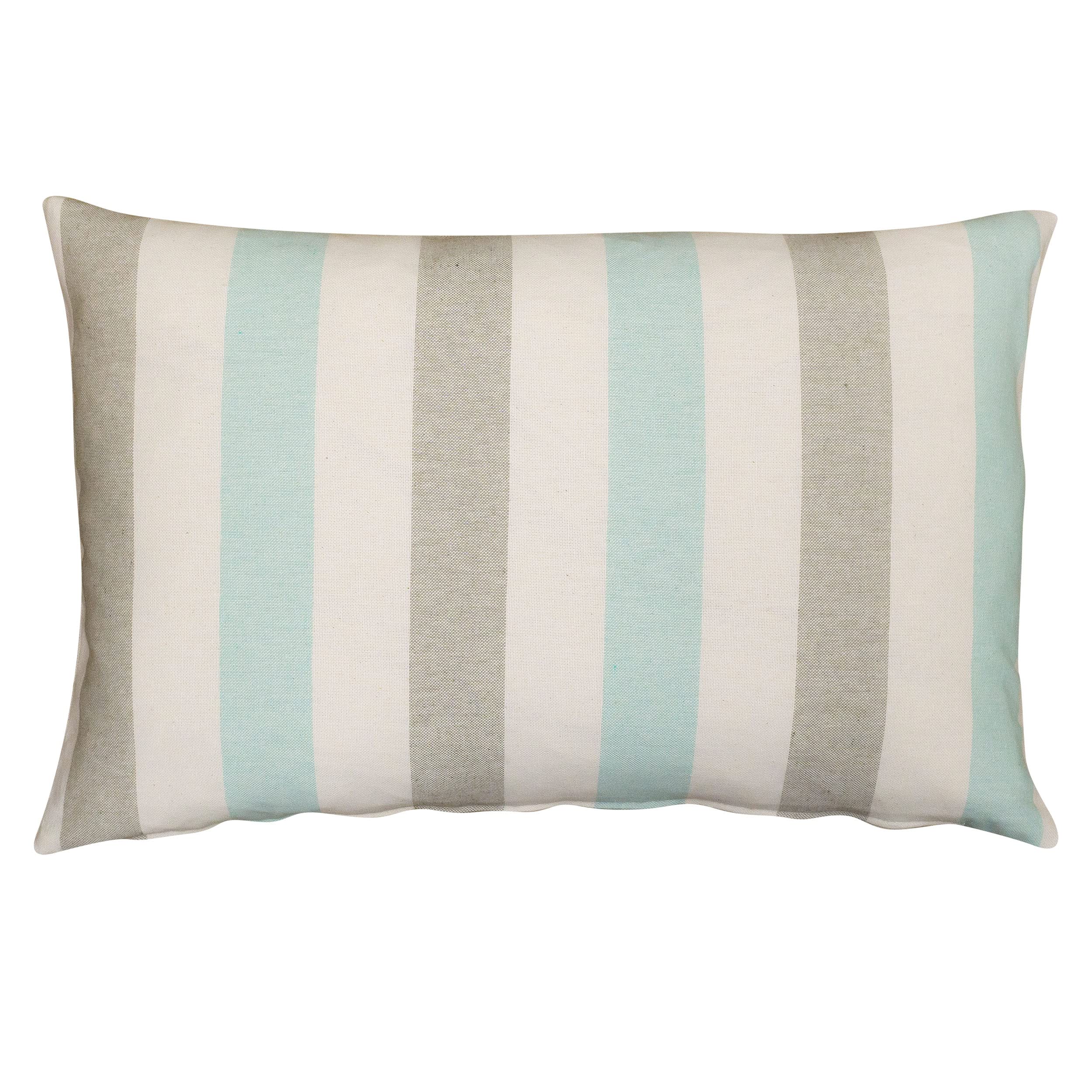 Linen Loft Blue Harbour Stripe Xl Rectangular Cushion Cover. Aqua Marine Soft Grey And Seafoam White Nautical Stripe Design. 23X15 Xl Rectangle Cushion Cover Only.