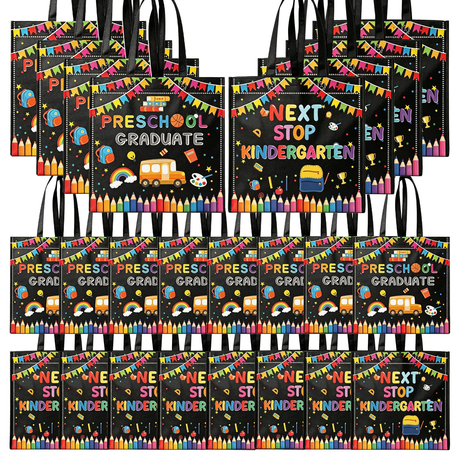 20 Pcs Preschool Graduation Gift Bags Class of 2026 Preschool Grad Treat Candy Goodie Bag pre-k Graduate Non Woven Reusable Bags for Preschool Graduation Decorations